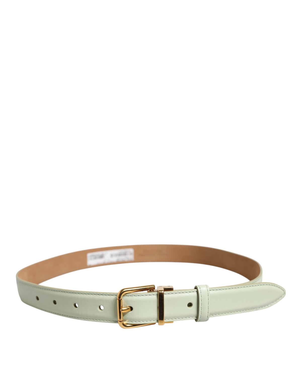 Dolce & Gabbana Light Green Leather Gold Metal Buckle Belt
