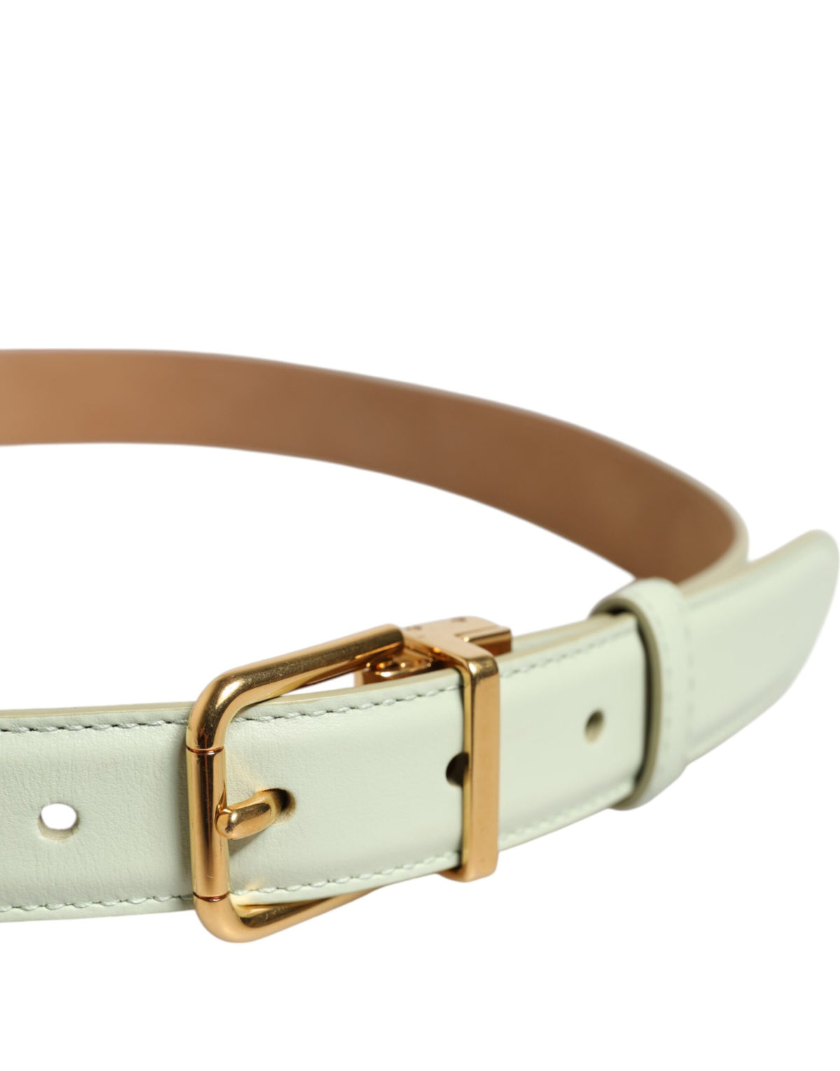 Dolce & Gabbana Light Green Leather Gold Metal Buckle Belt