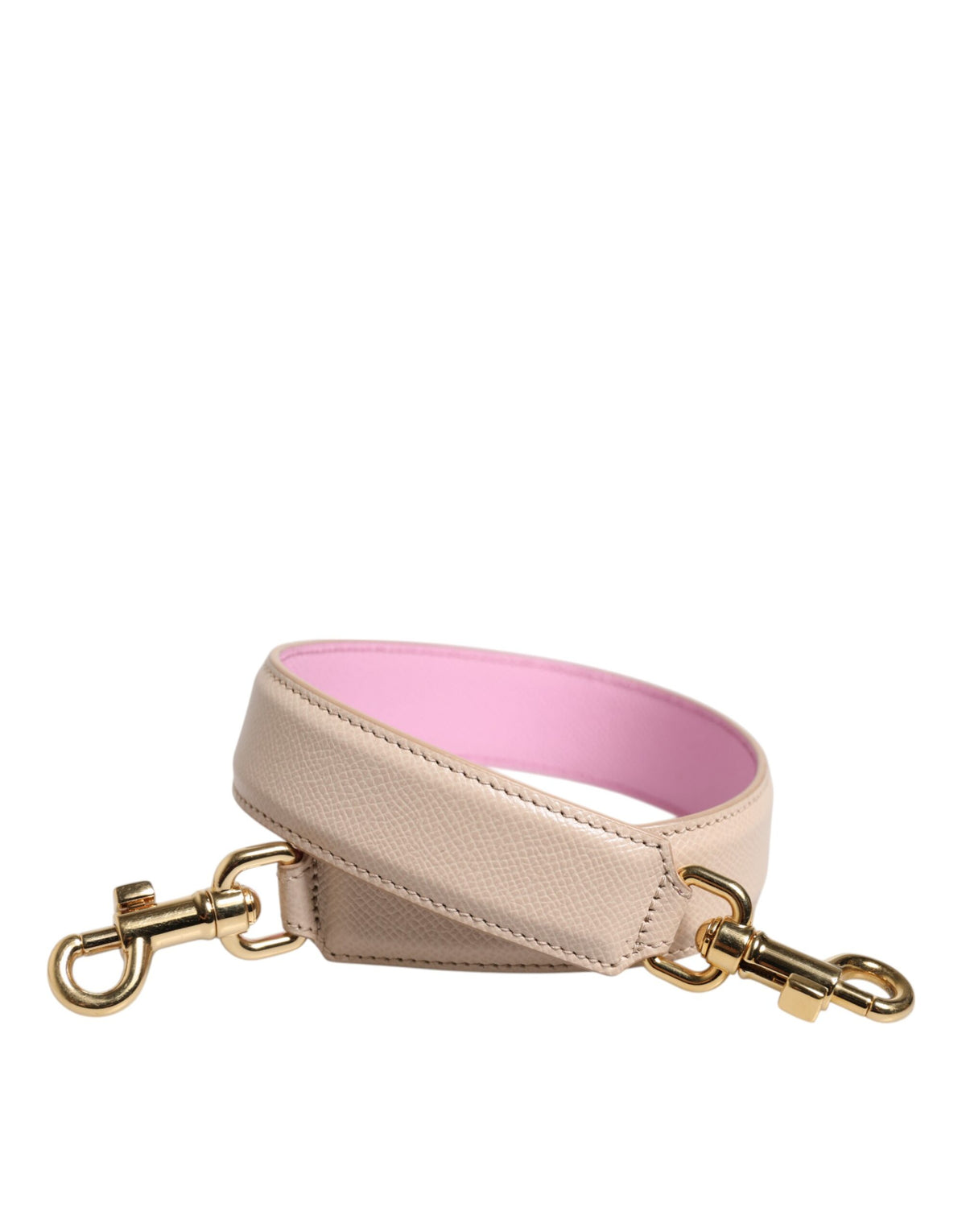 Dolce & Gabbana Beige Pink Leather Handbag Accessory Shoulder Strap