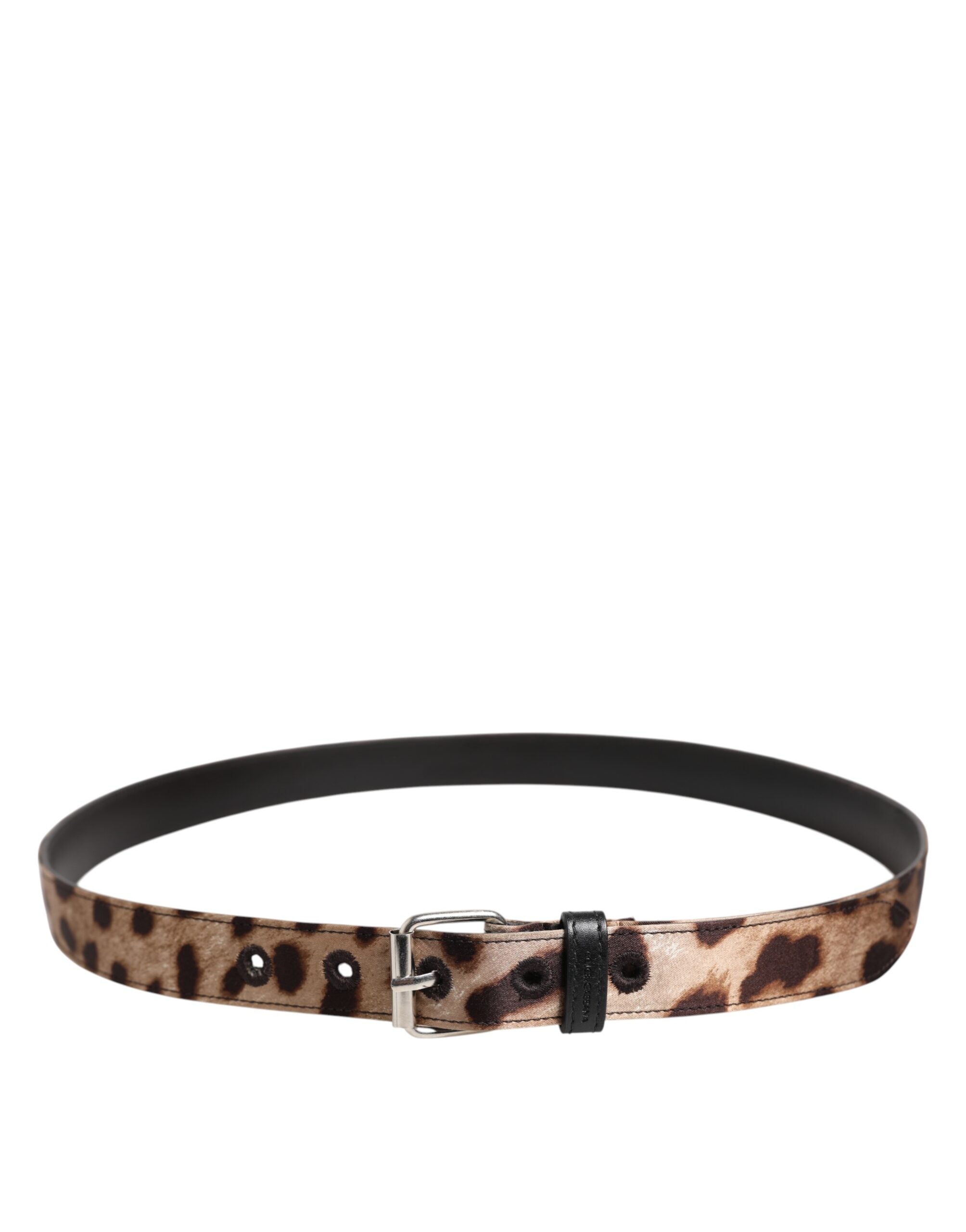 Dolce & Gabbana Brown Leopard Silver Metal Buckle Belt Dolce & Gabbana