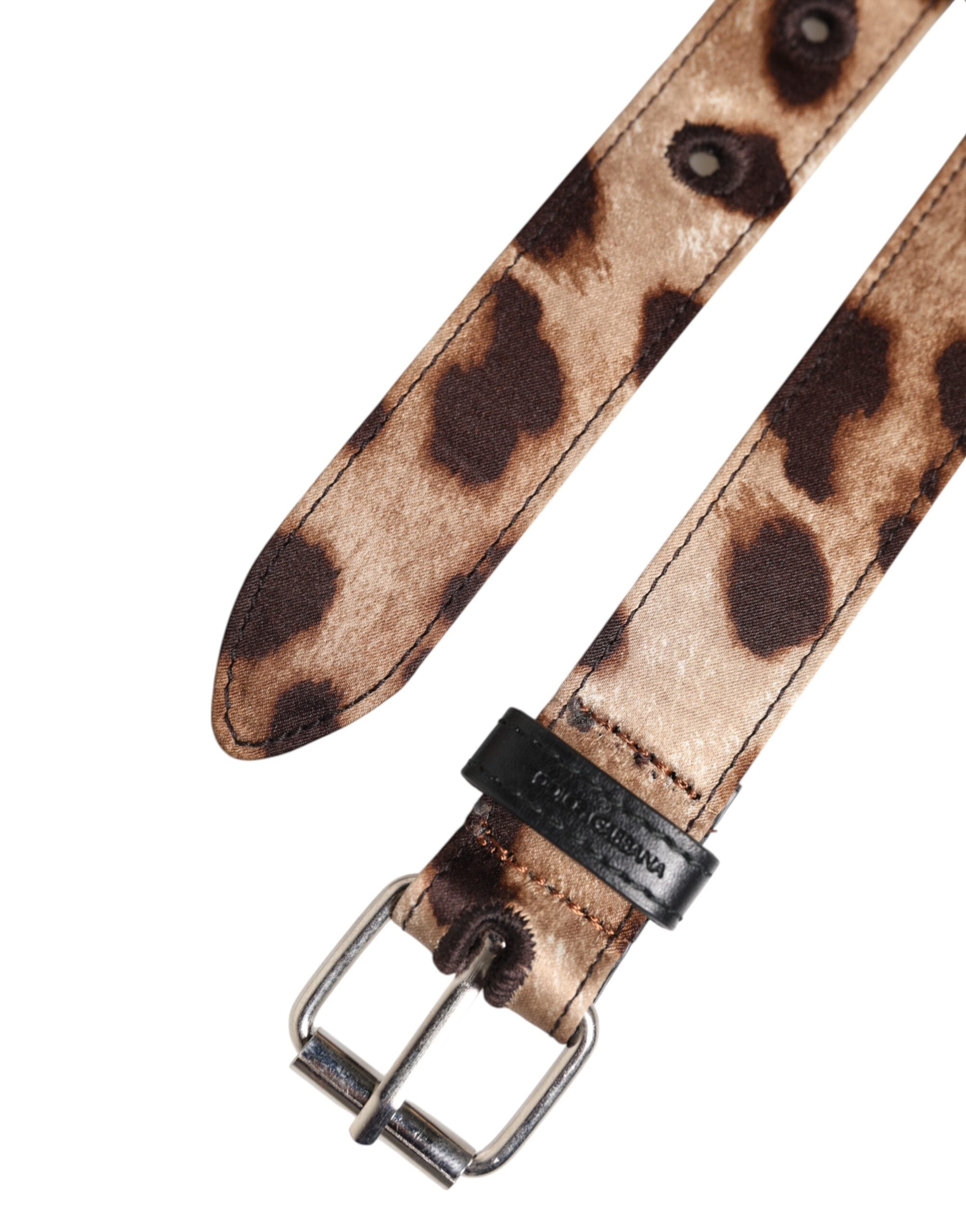 Dolce & Gabbana Brown Leopard Silver Metal Buckle Belt Dolce & Gabbana