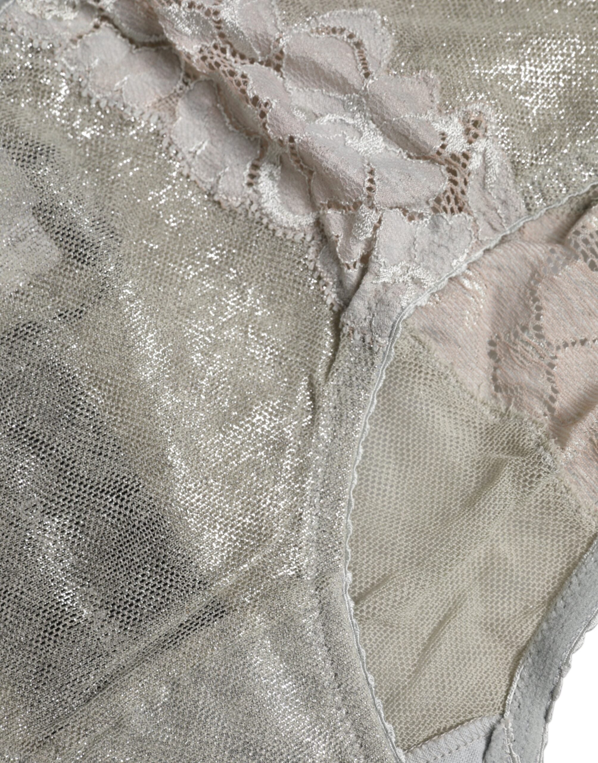 Dolce & Gabbana Gray Cotton Floral Lace High Waist Panty Underwear Dolce & Gabbana