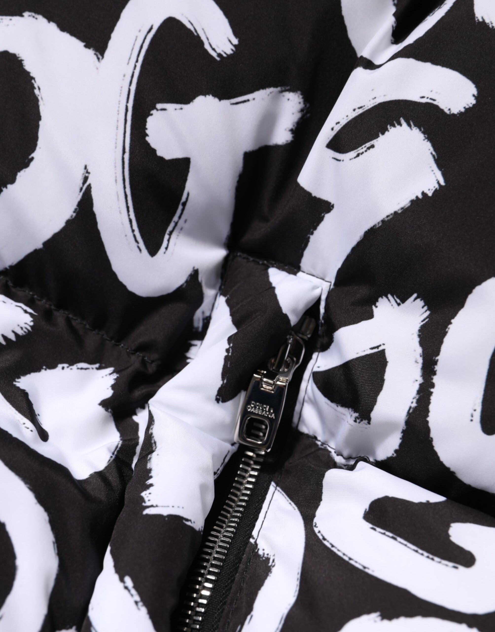 Dolce & Gabbana Black White DG Mania Hooded Long Coat Jacket Dolce & Gabbana
