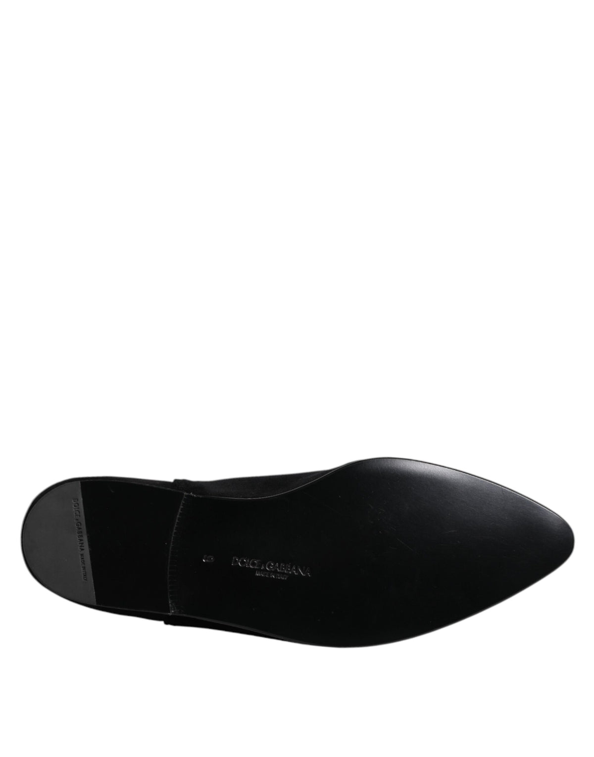 Dolce & Gabbana Black Velvet Embellished Loafer Slip On Shoes