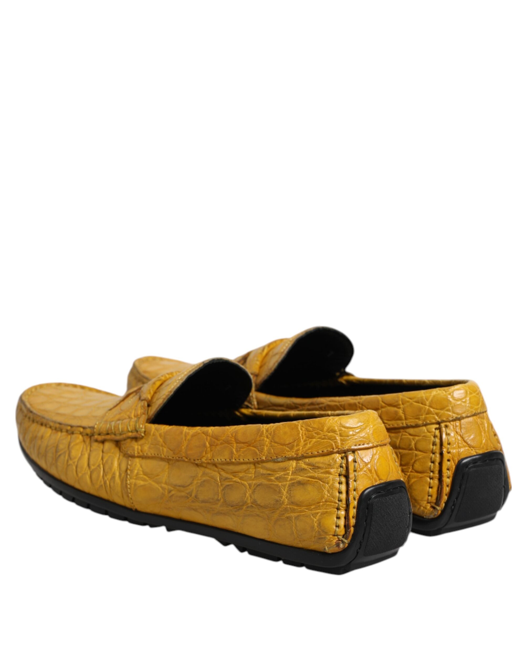 Dolce & Gabbana Yellow Exotic Leather Loafers Slip On Shoes Dolce & Gabbana