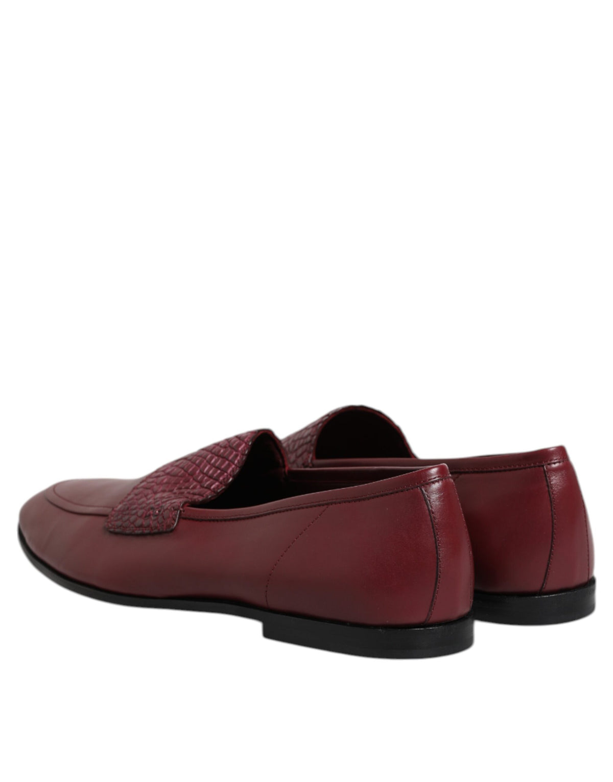 Dolce & Gabbana Burgundy Calfskin Leather Formal Slip On Shoes