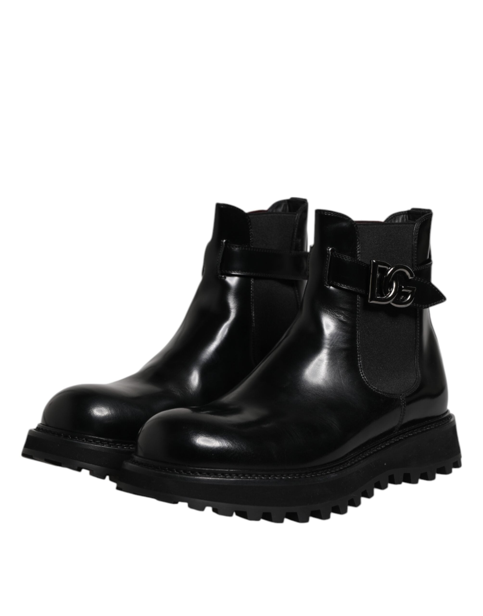 Dolce & Gabbana Black Belted DG Logo Men Chelsea Boots Shoes Dolce & Gabbana