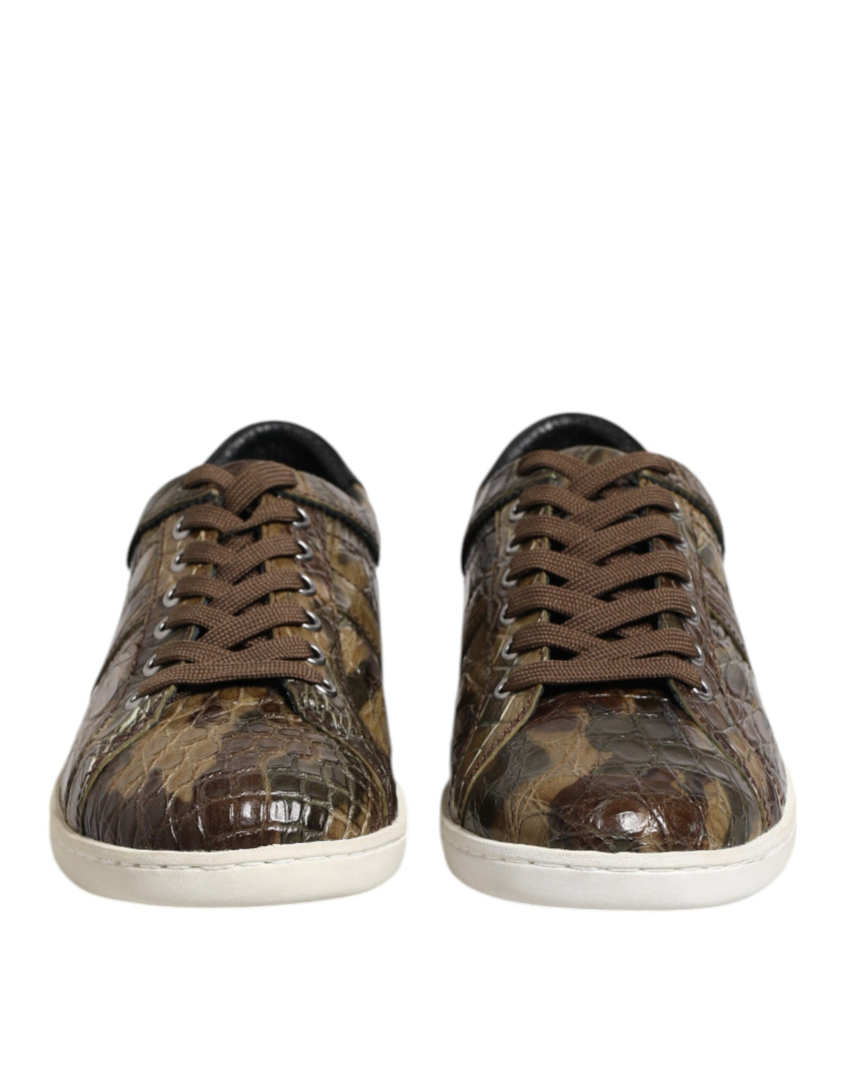 Dolce & Gabbana Brown Exotic Leather Low Top Sneakers Shoes