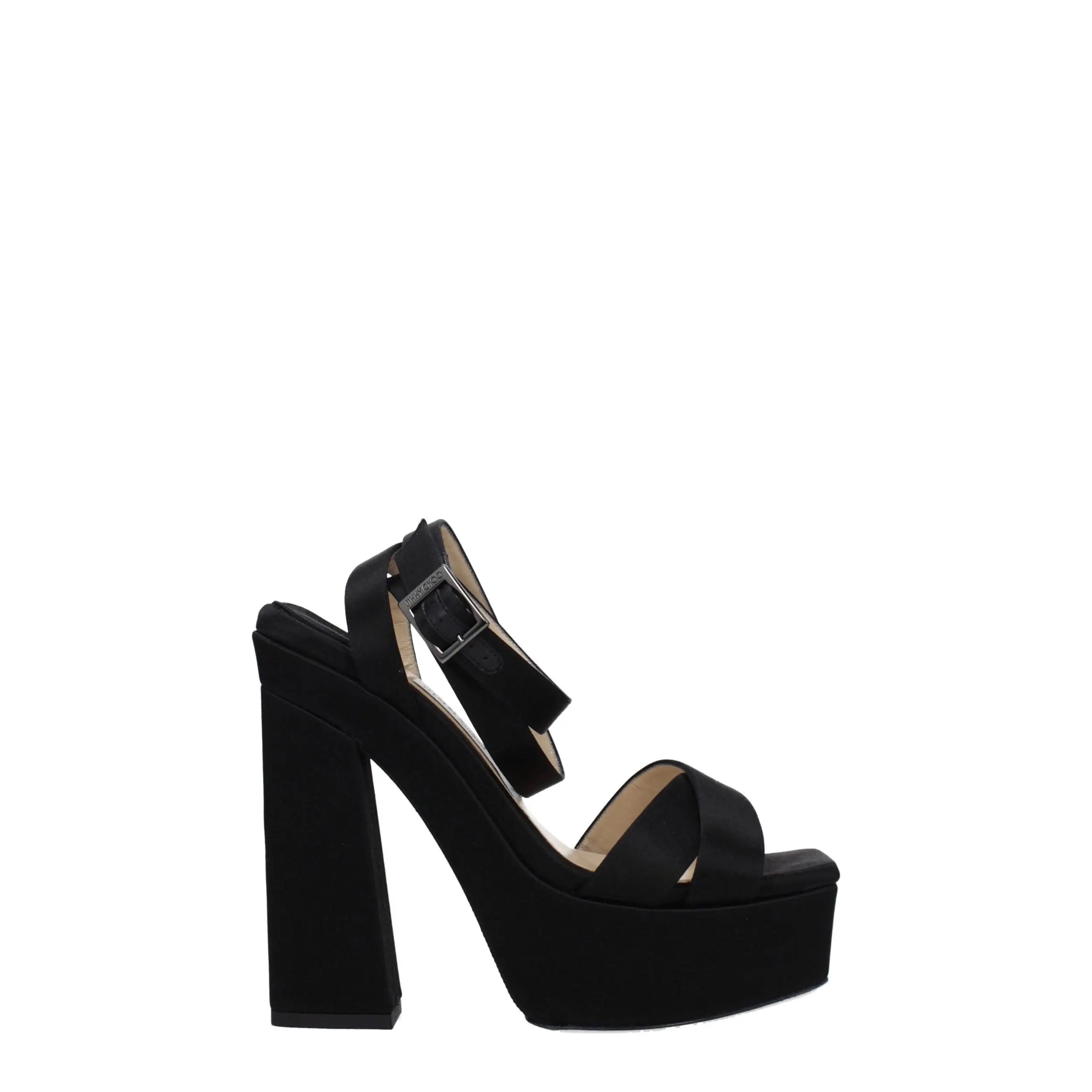Jimmy Choo Black Satin Platform Sandals Jimmy Choo