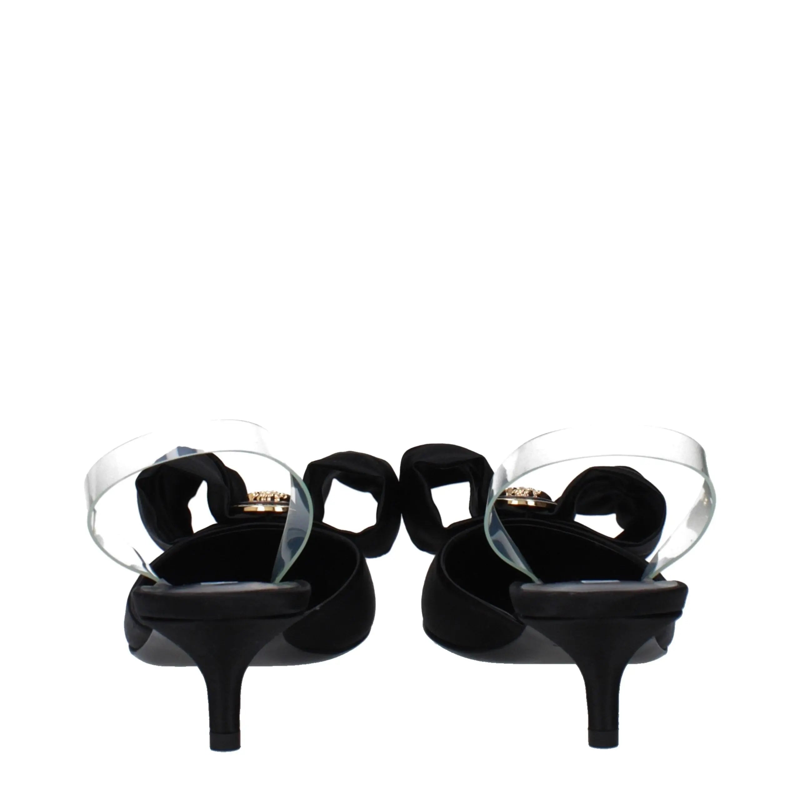 Versace Black Satin Flat Sandals Versace