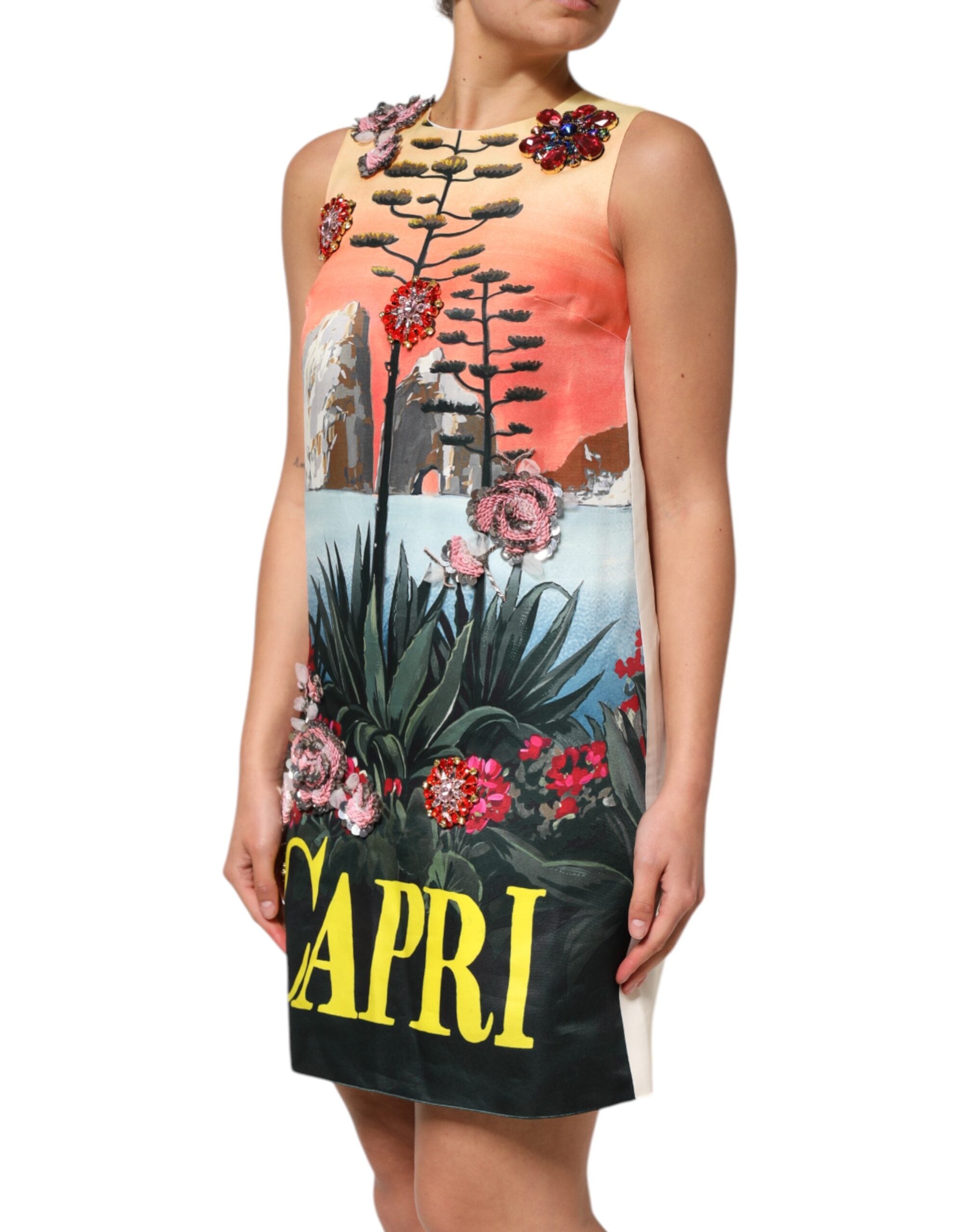 Dolce & Gabbana Multicolor Crystal Embellished A-line Mini Dress Dolce & Gabbana