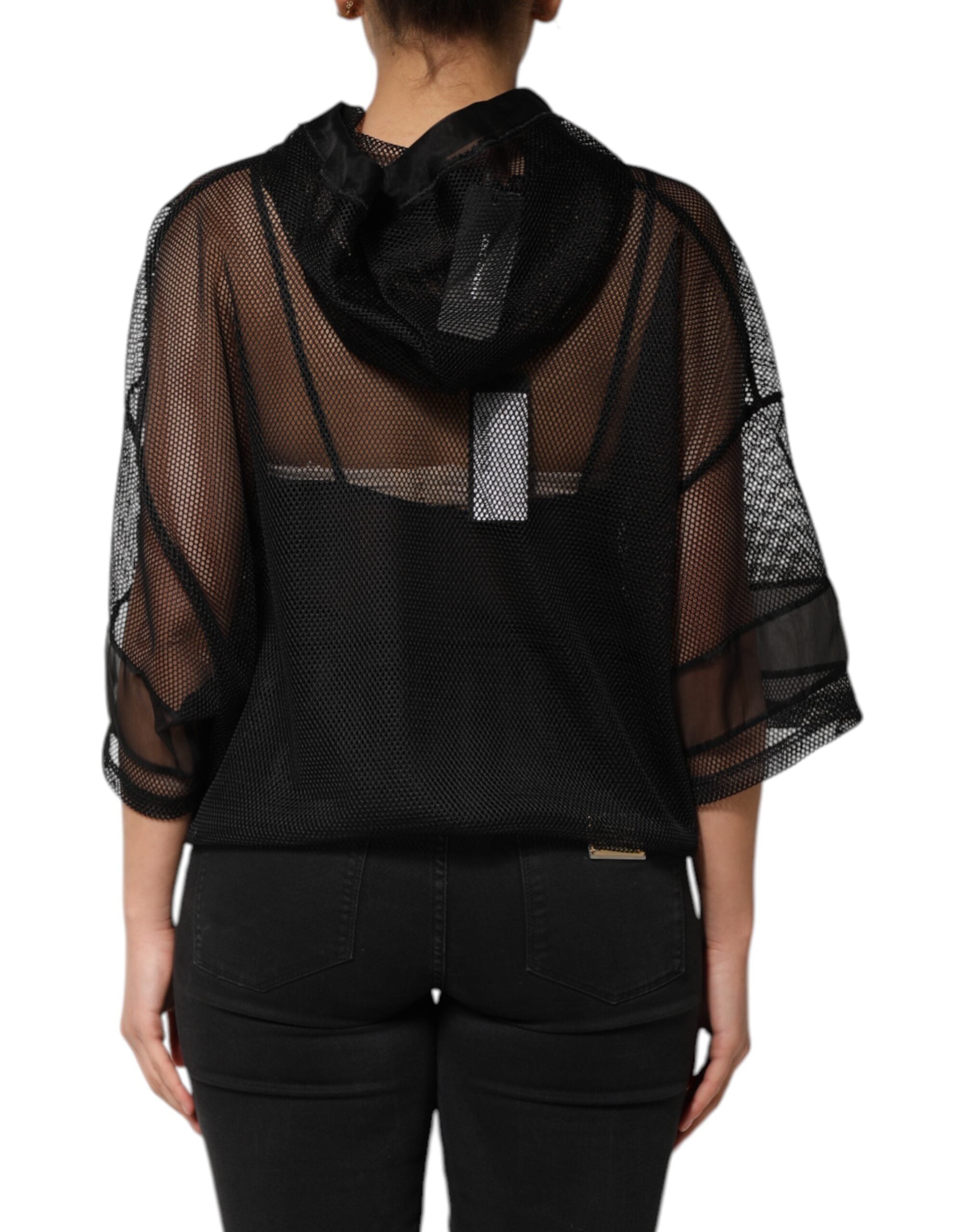 Dolce & Gabbana Black See Through Hooded Pullover Sweater Dolce & Gabbana