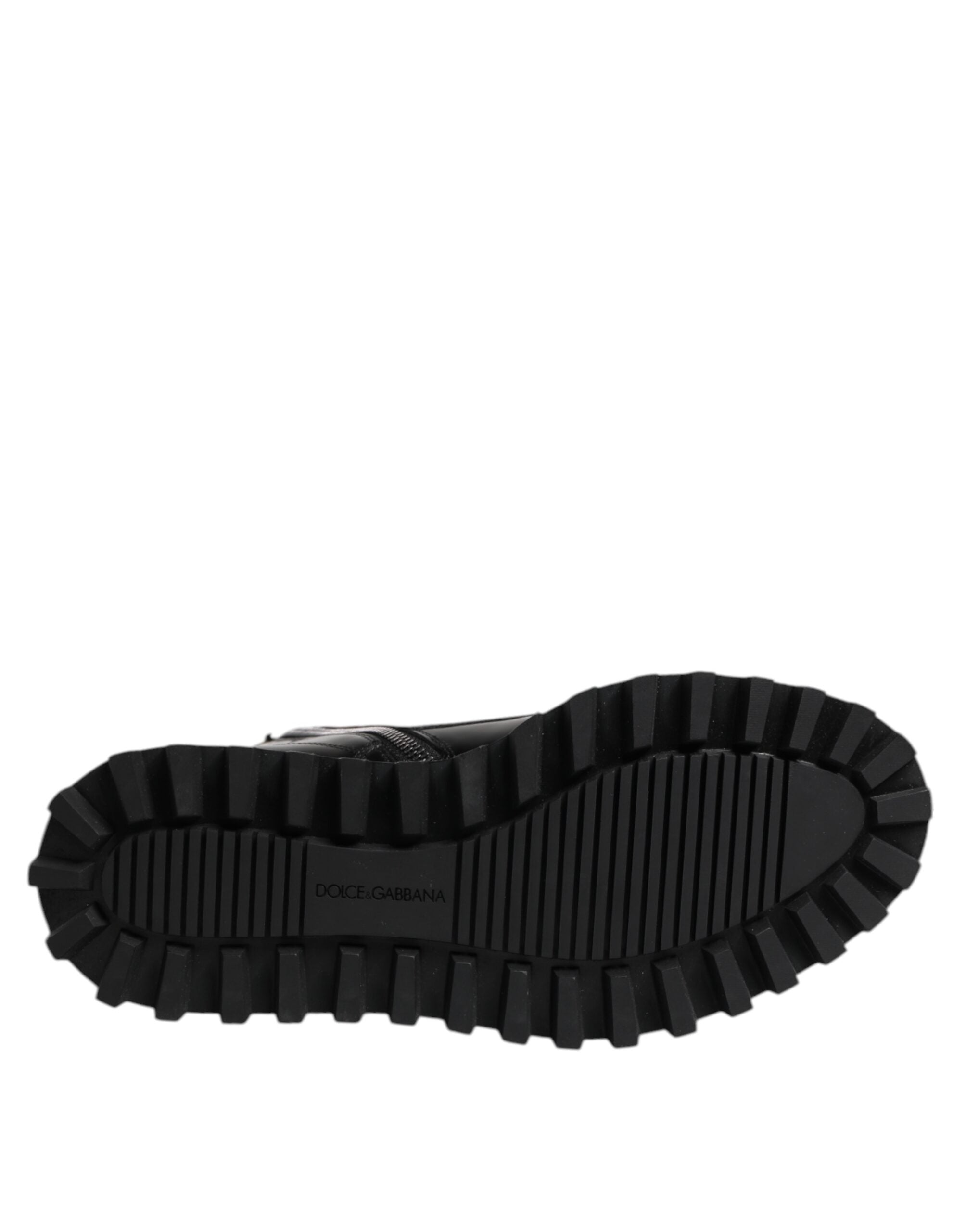 Dolce & Gabbana Black Leather Lace Up Mid Calf Boots Shoes Dolce & Gabbana