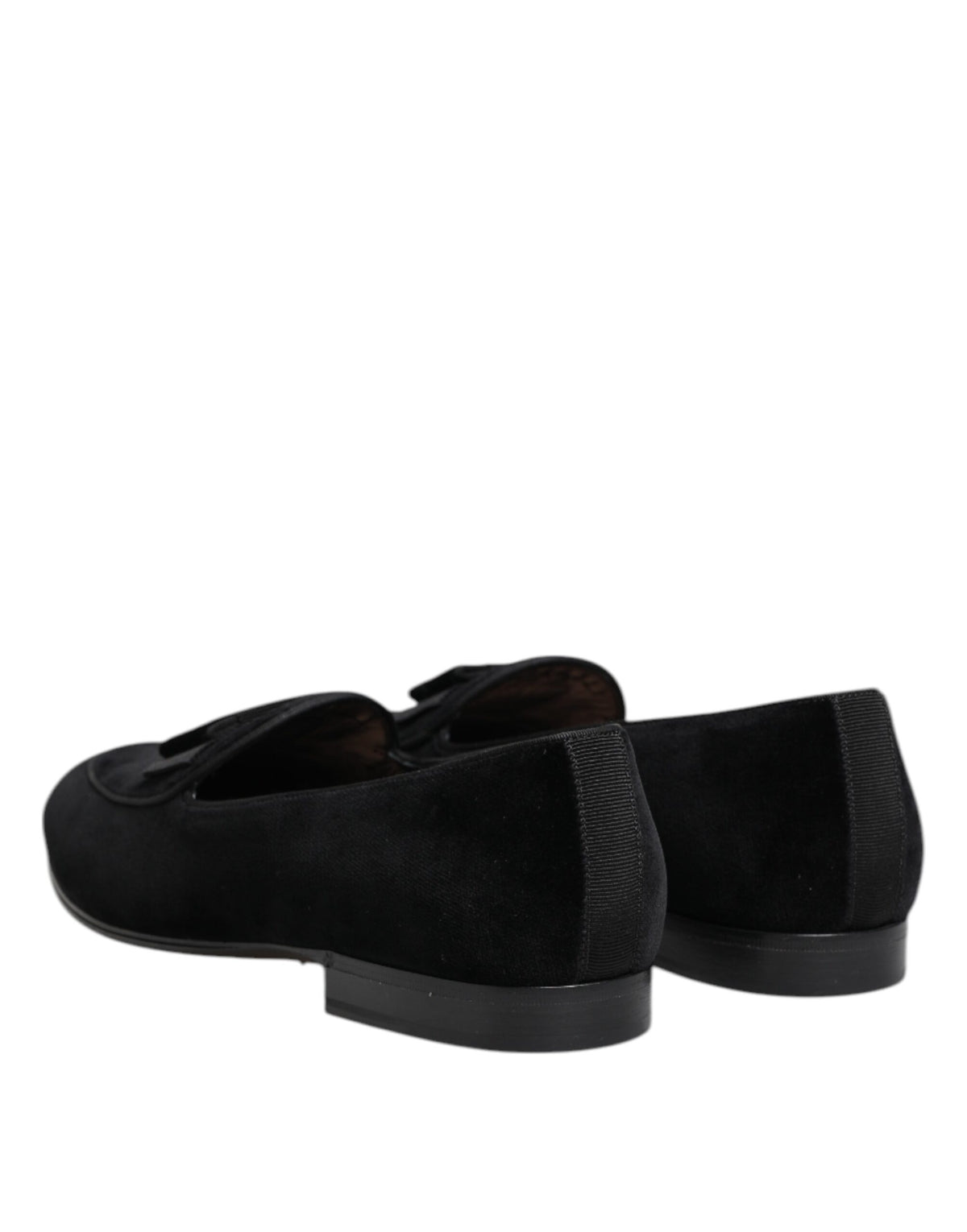 Dolce & Gabbana Black Velvet Loafers Formal Men Dress Shoes