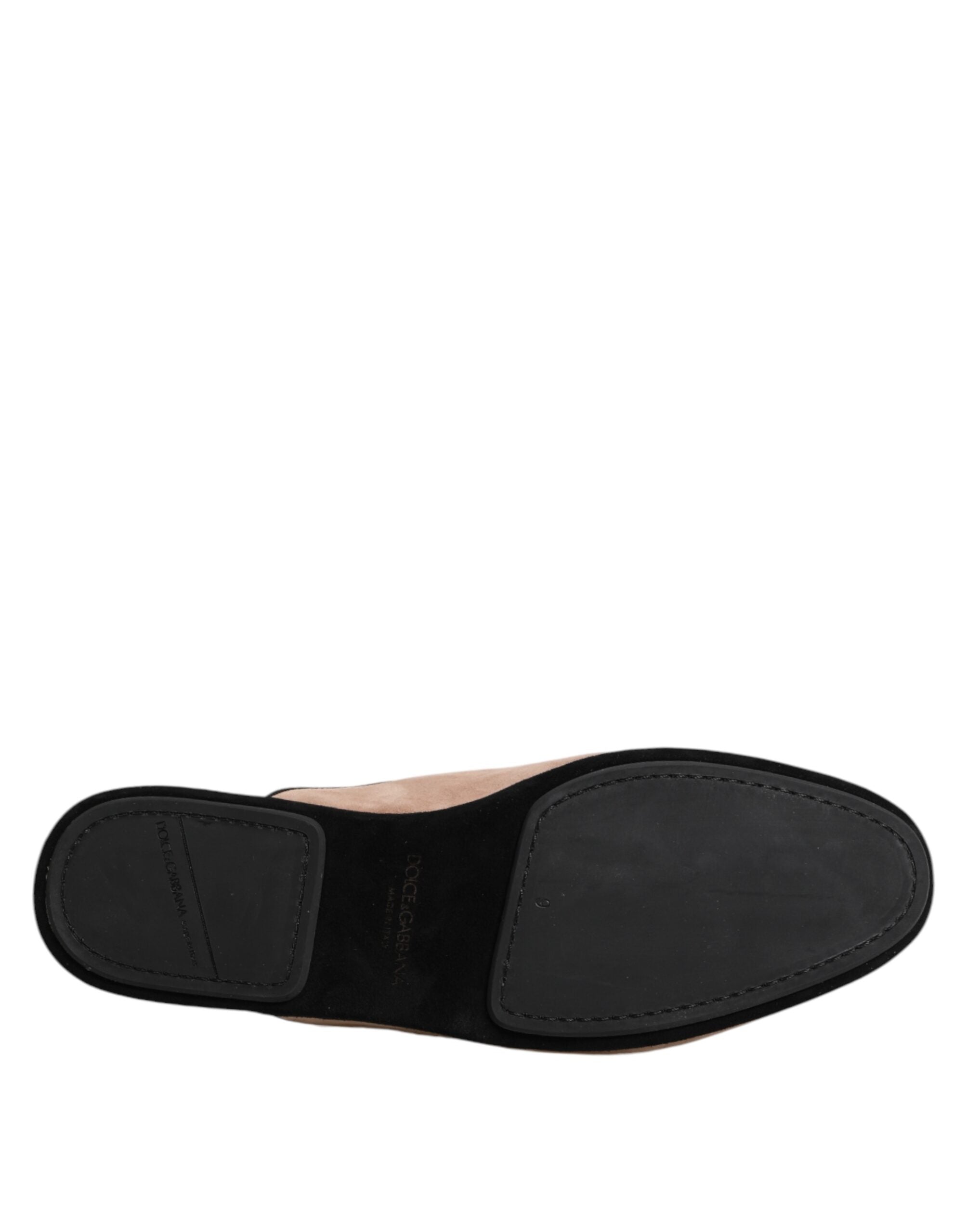 Dolce & Gabbana Beige Suede Leather Slides Flat Slipper Shoes Dolce & Gabbana