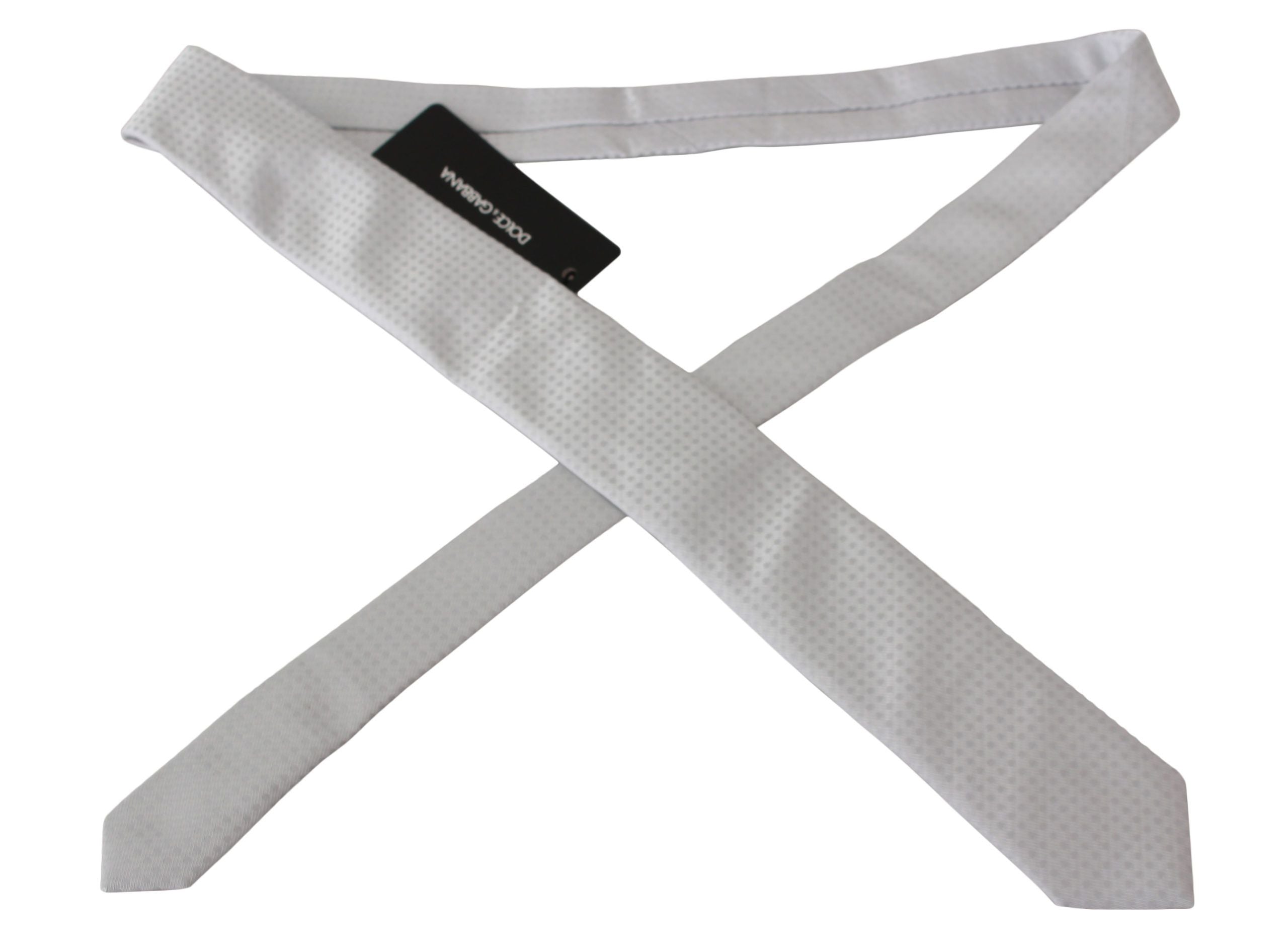 Dolce & Gabbana White Patterned Classic Mens Slim Necktie Tie Dolce & Gabbana