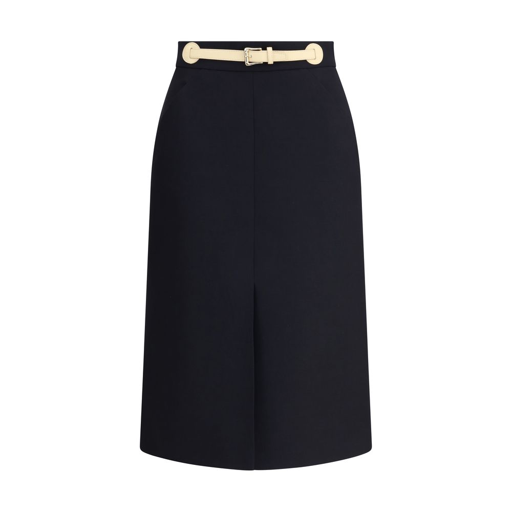 Valentino Garavani Black Wool Oves Aries Midi Skirt Valentino Garavani