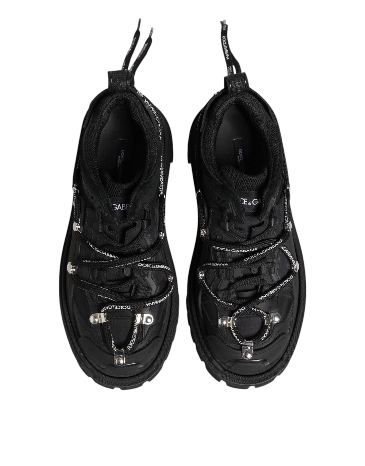 Dolce & Gabbana Black Low Top Lace Up Trekking Sneakers Shoes