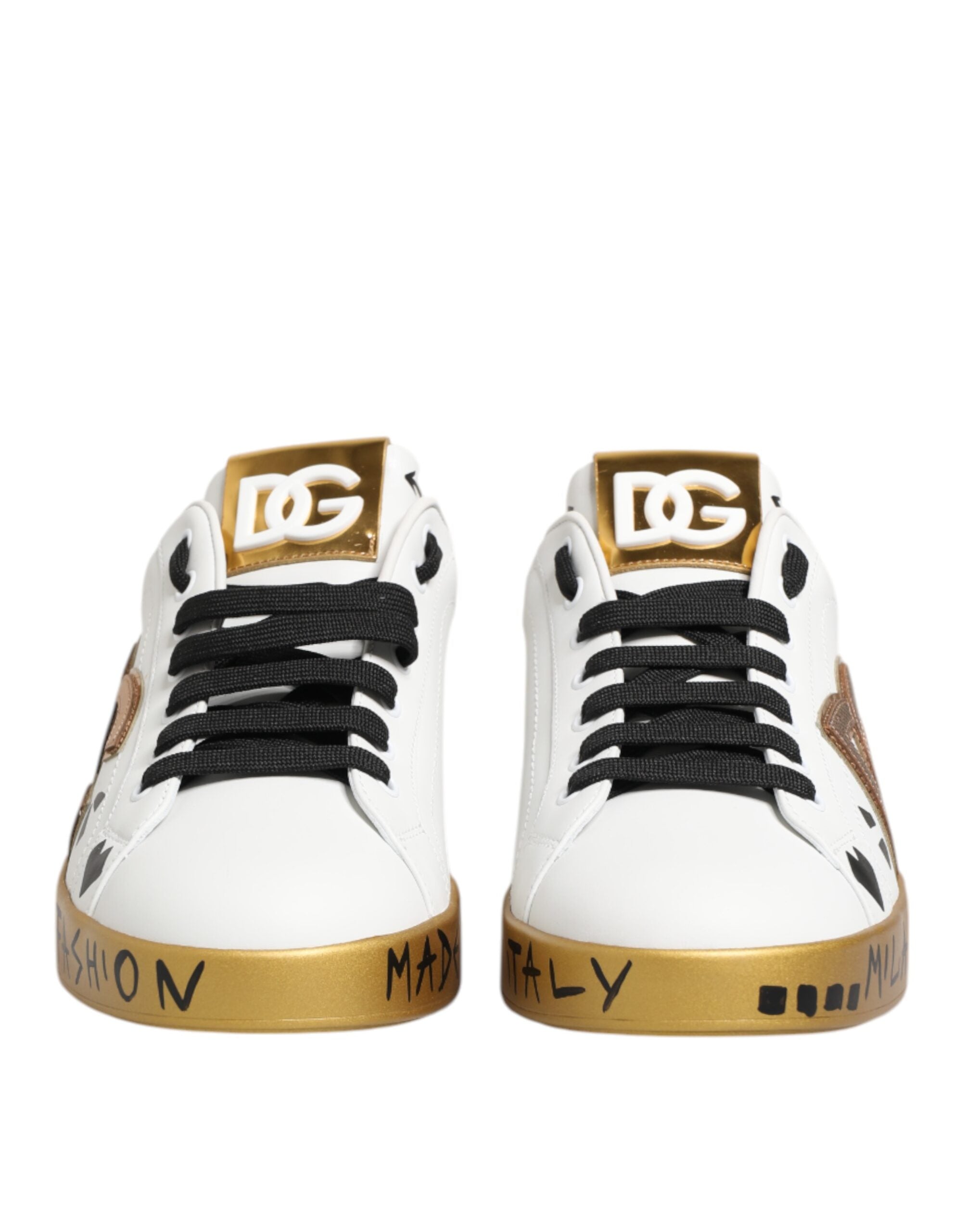 Dolce & Gabbana White Gold Crystal Portofino Sneakers Shoes Dolce & Gabbana