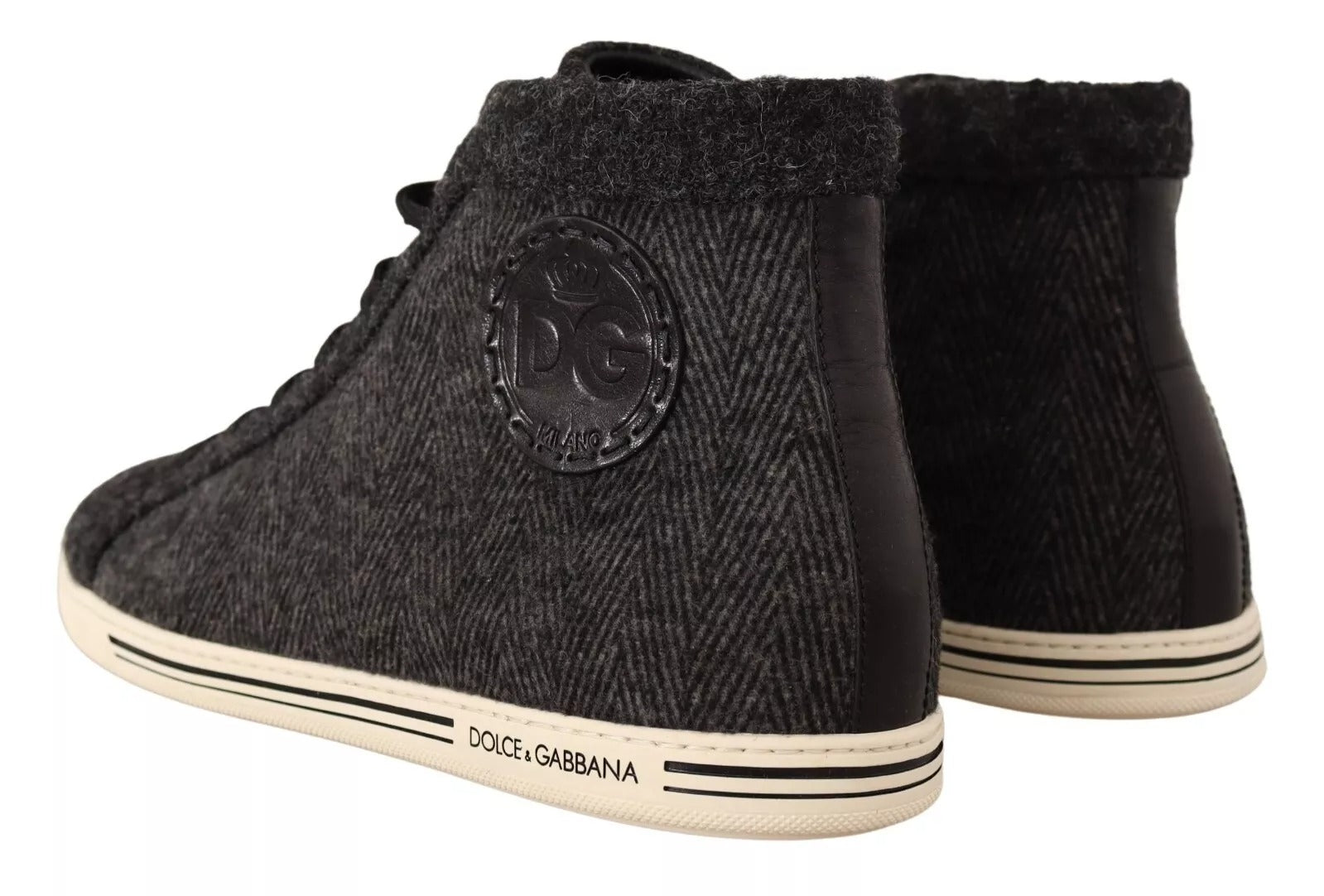 Dolce & Gabbana Gray Wool Cotton Casual High Top Sneakers Dolce & Gabbana
