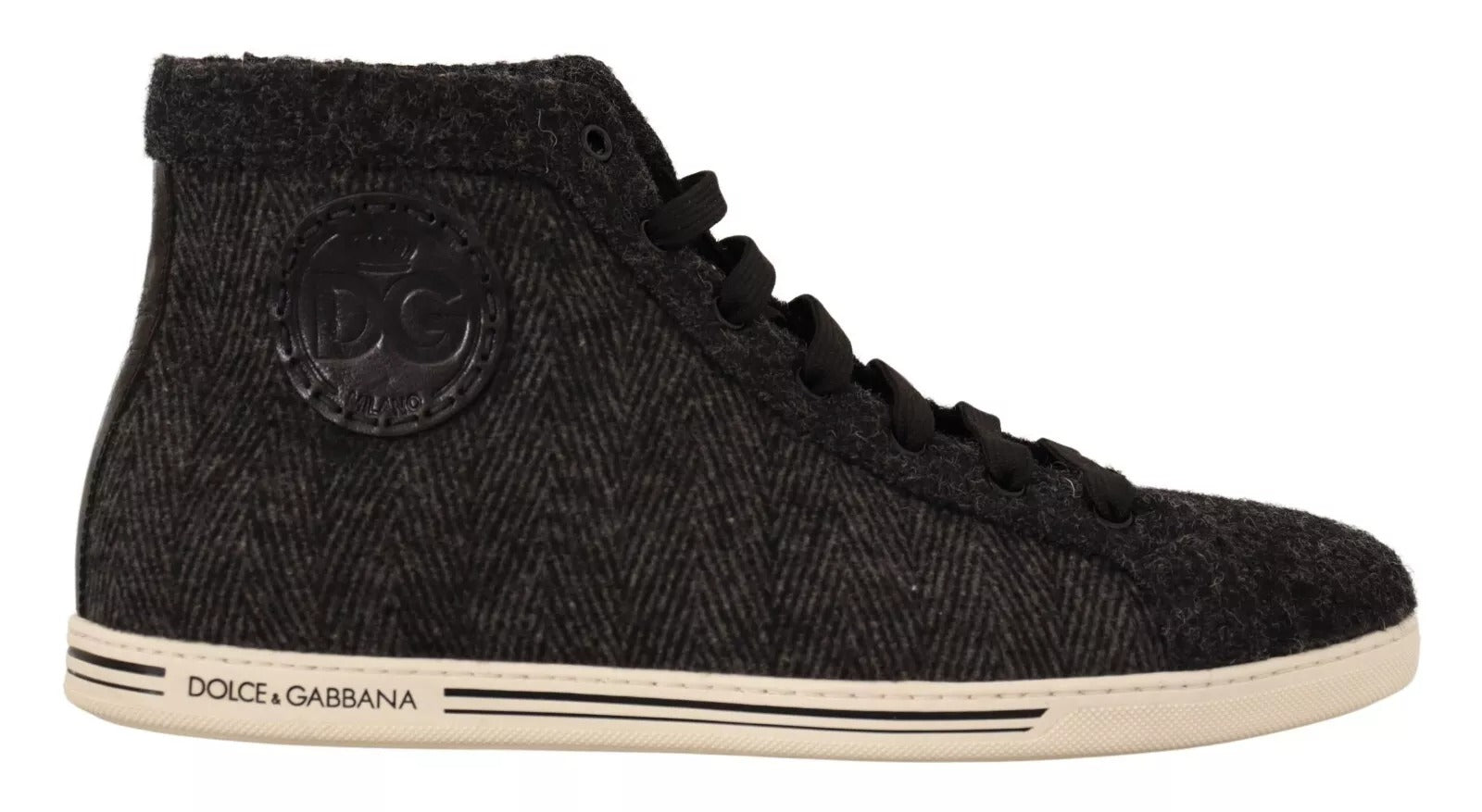 Dolce & Gabbana Gray Wool Cotton Casual High Top Sneakers Dolce & Gabbana