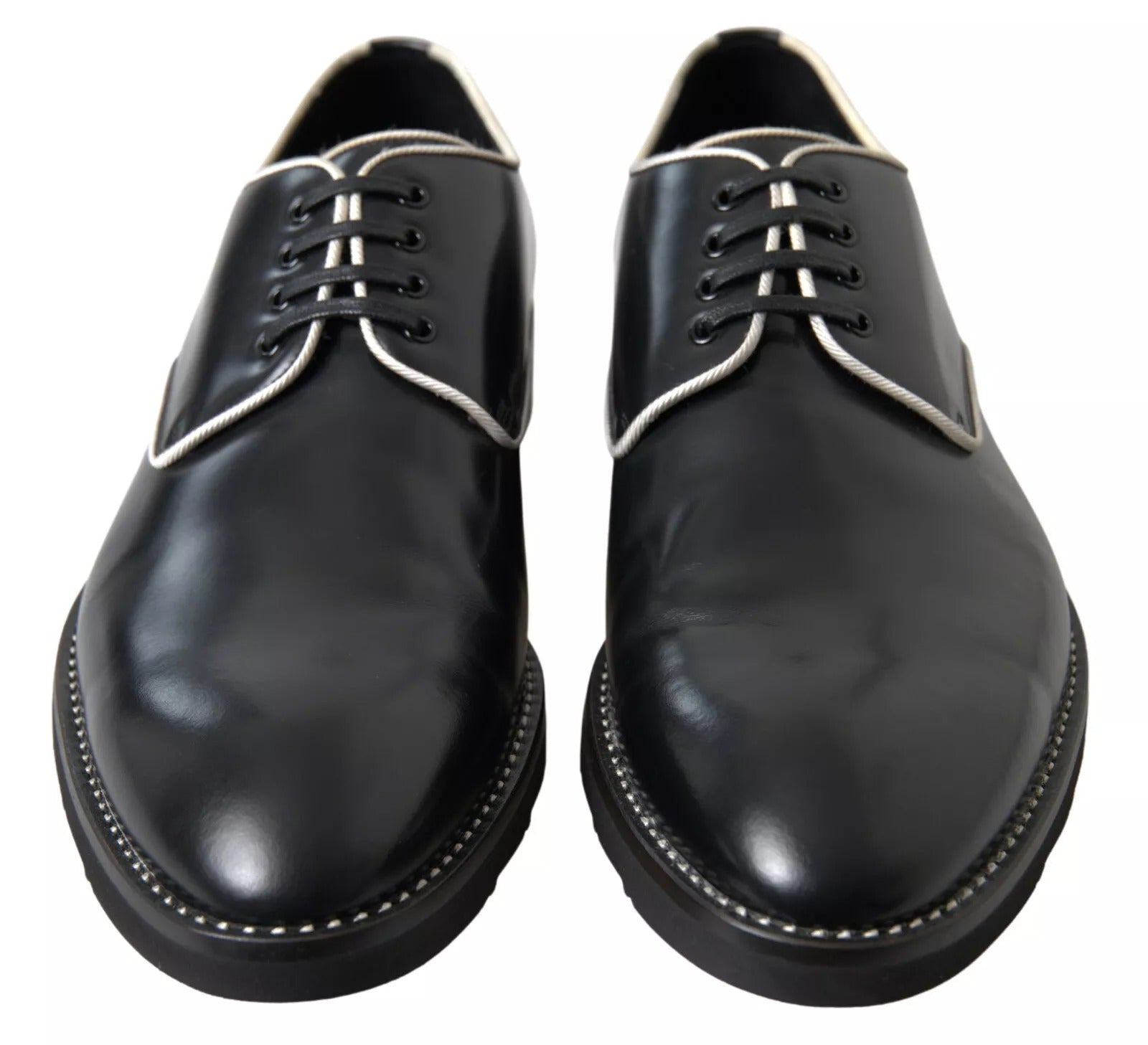 Dolce & Gabbana Black White Leather Formal Dress Shoes Dolce & Gabbana