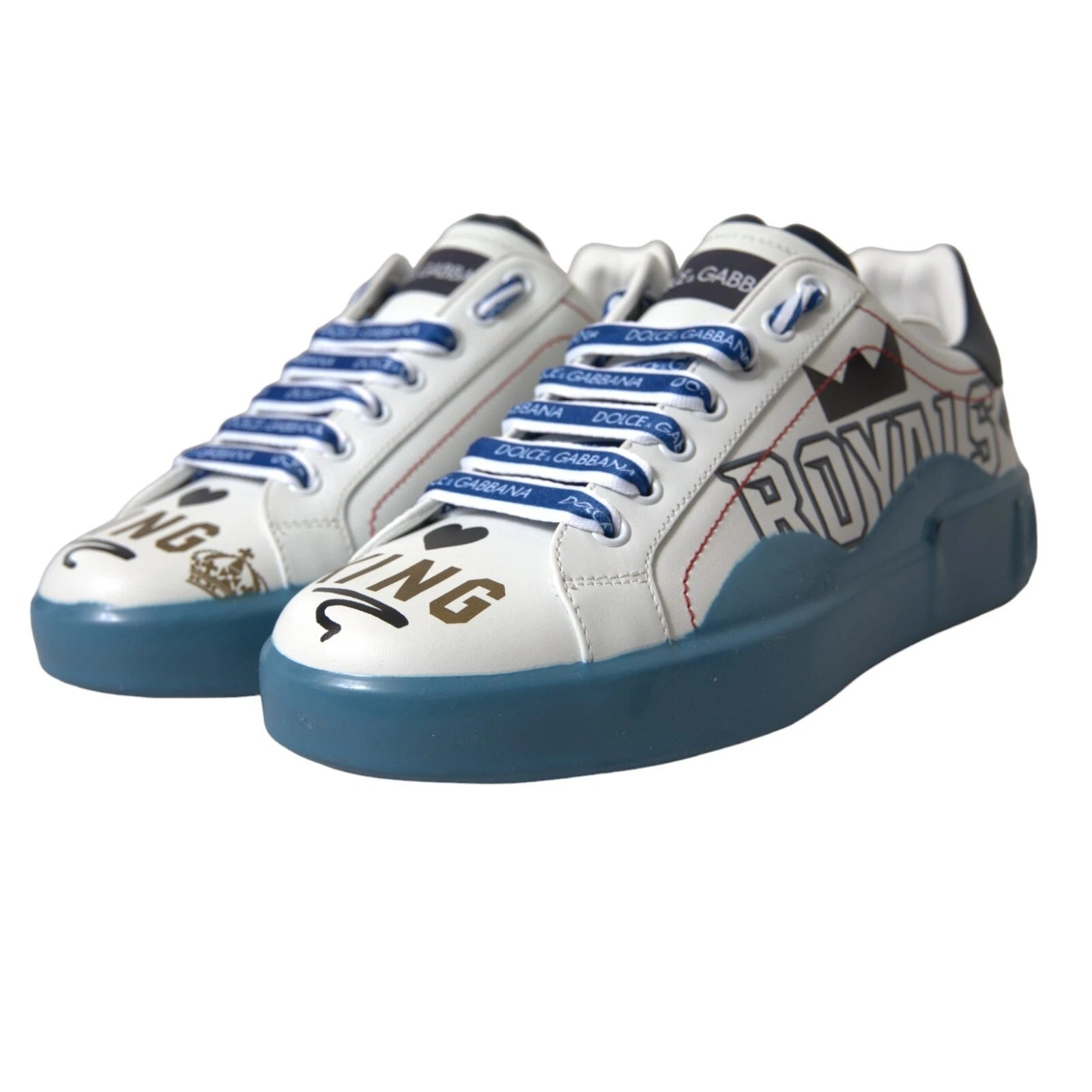 Dolce & Gabbana Blue White Printed Portofino Melt Sneakers Dolce & Gabbana