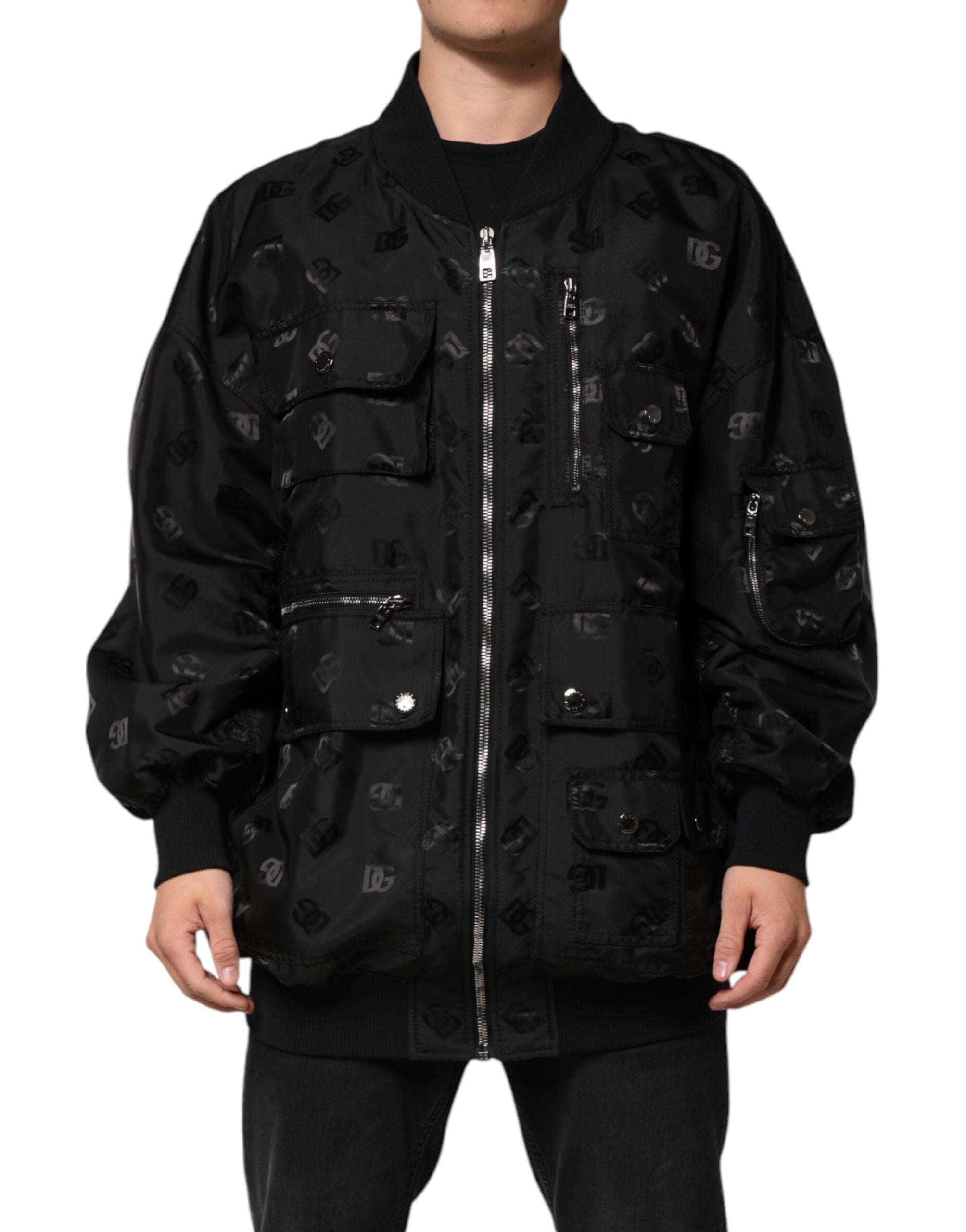 Dolce & Gabbana Black Cargo Windbraker Logo Mania Jacket Dolce & Gabbana