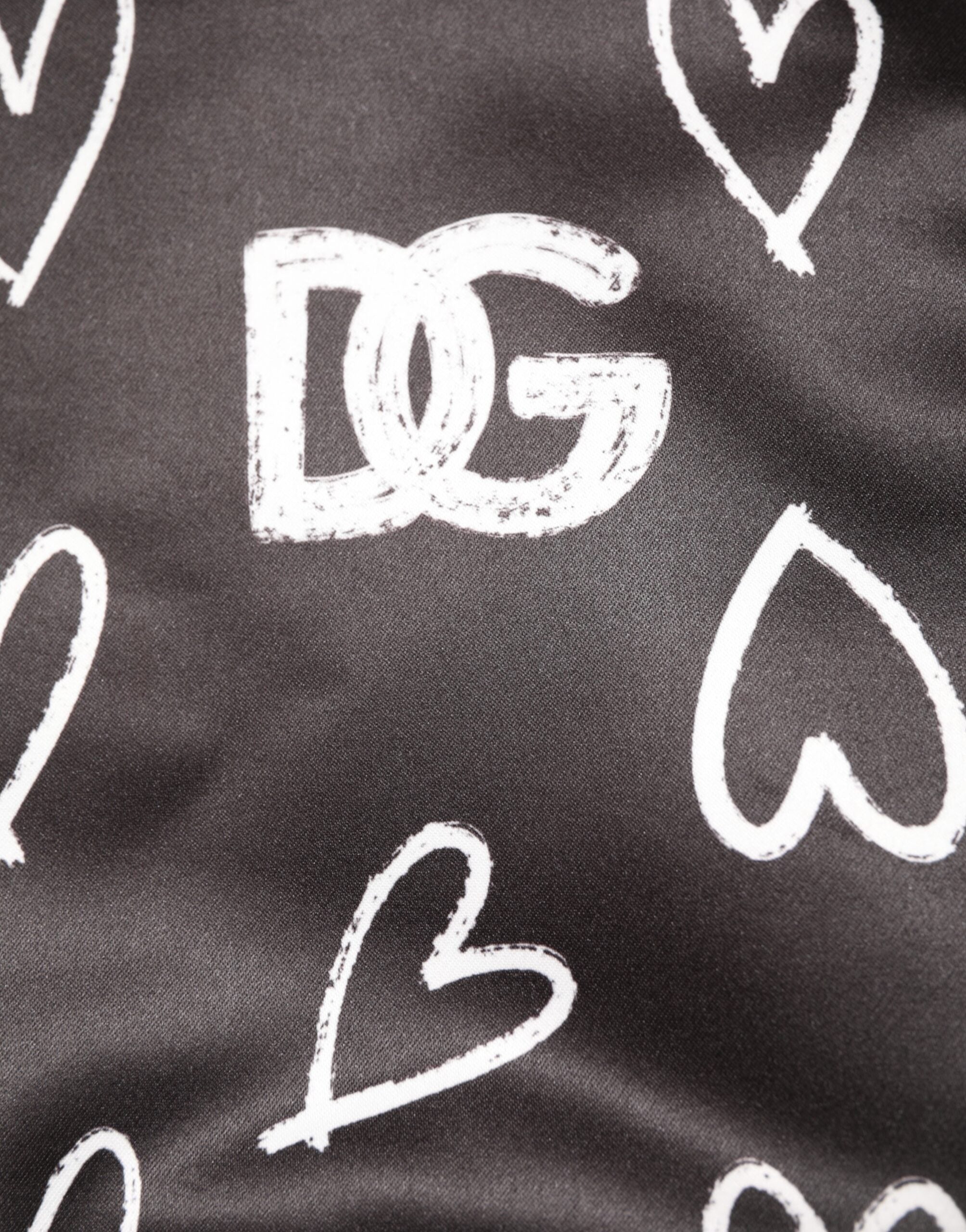 Dolce & Gabbana Black Polyester Heart Print Bomber Jacket Dolce & Gabbana