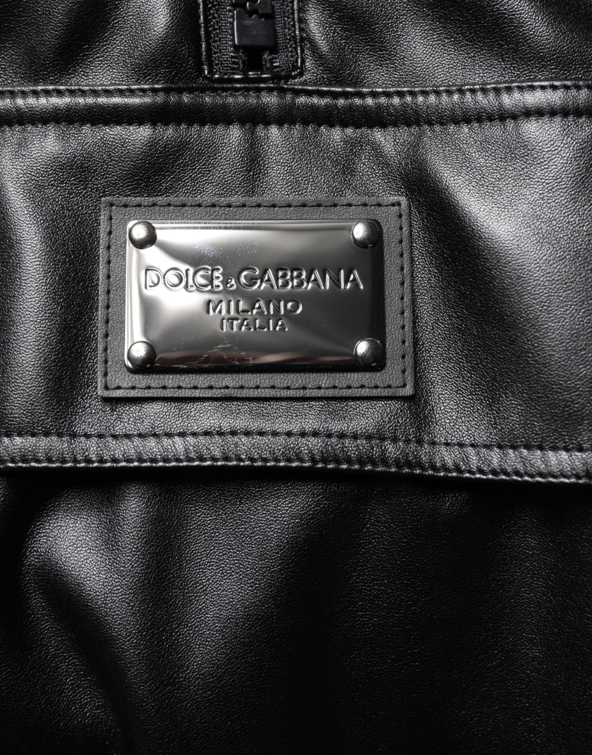 Dolce & Gabbana Black Polyester Logo Plaque Bomber Jacket