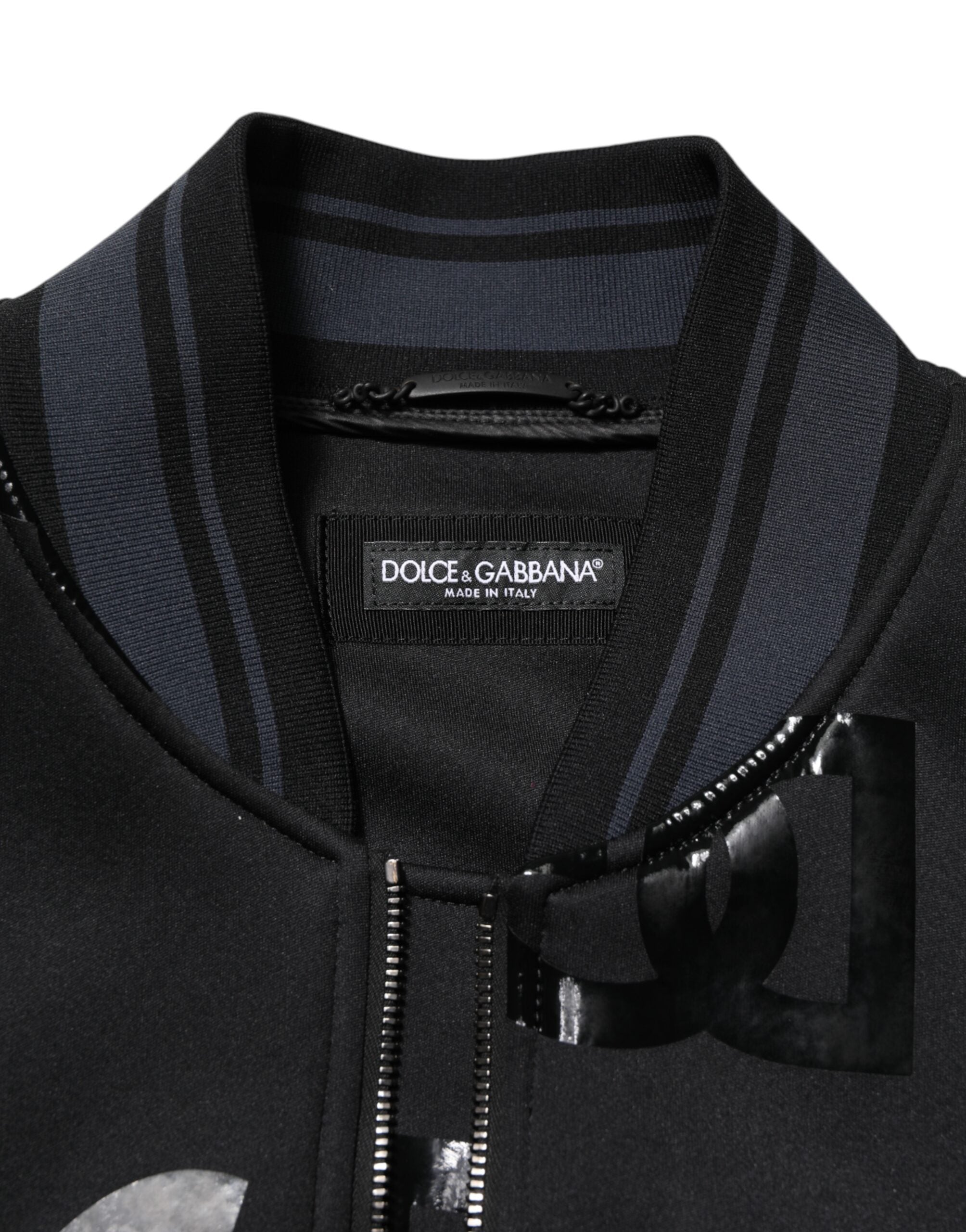 Dolce & Gabbana Black Wool Logo DG Mania Men Bomber Jacket Dolce & Gabbana