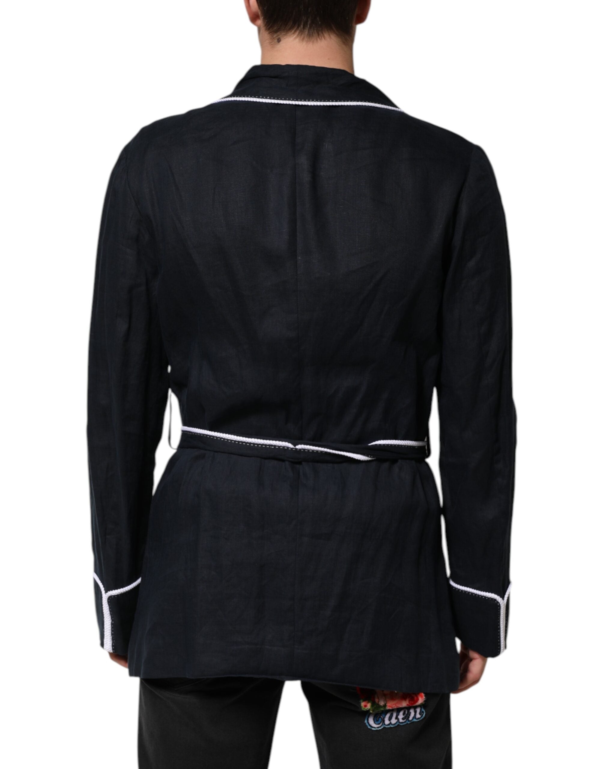 Dolce & Gabbana Dark Blue DG Embroidery Jacket Robe Blazer Dolce & Gabbana
