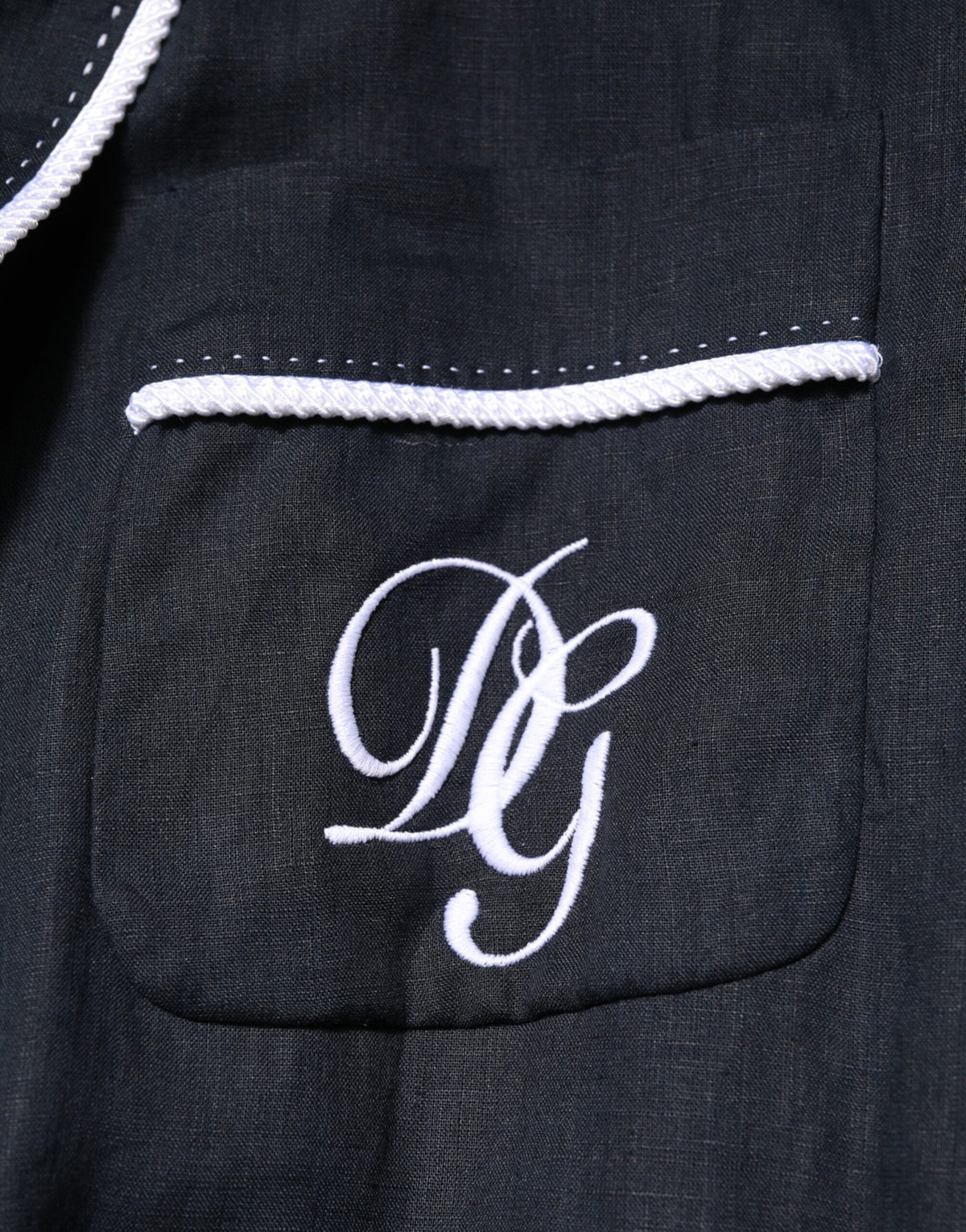 Dolce & Gabbana Dark Blue DG Embroidery Jacket Robe Blazer