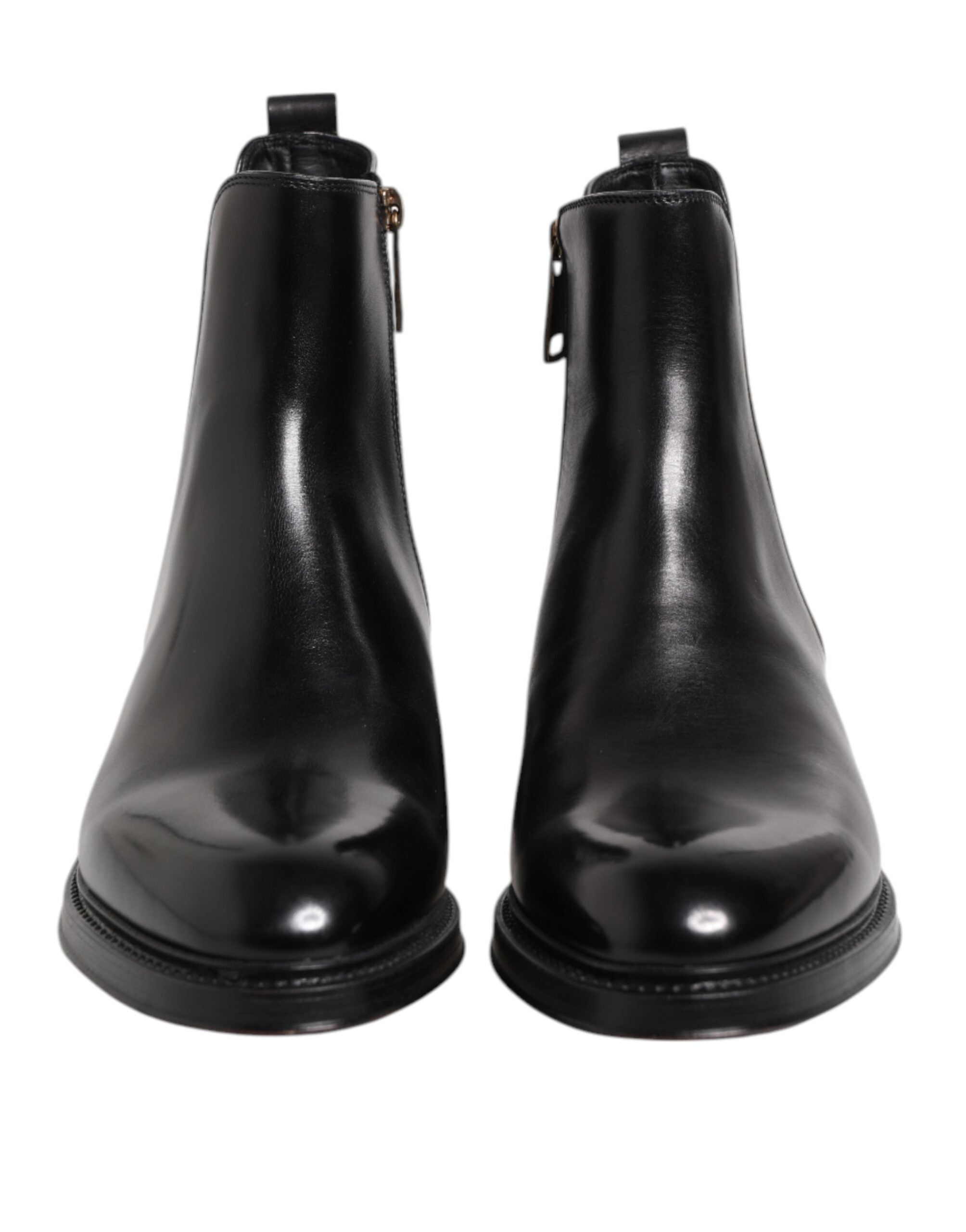 Dolce & Gabbana Black Chelsea Leather Mid Calf Boots Shoes Dolce & Gabbana