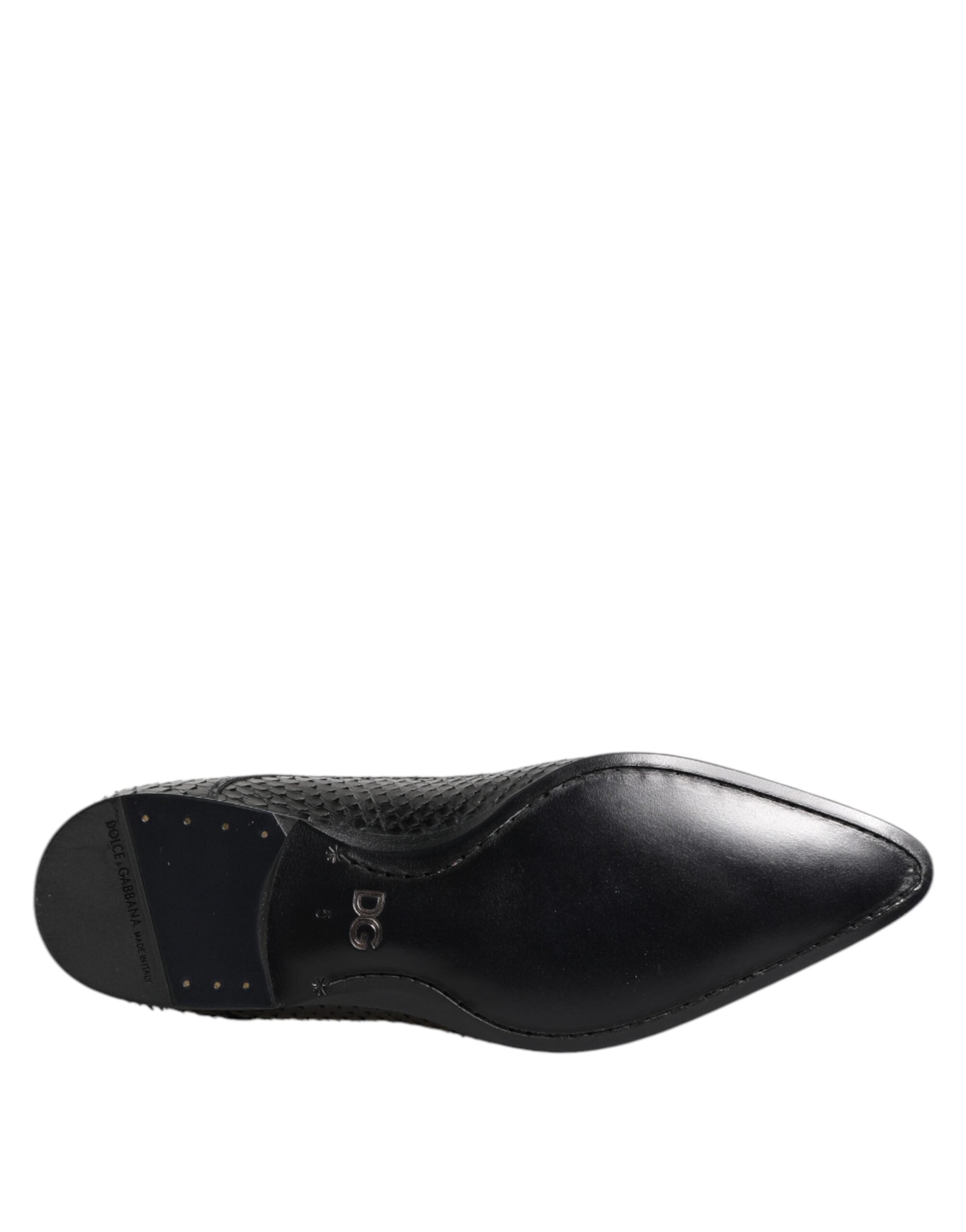Dolce & Gabbana Black Exotic Leather Lace Up Derby Shoes Dolce & Gabbana