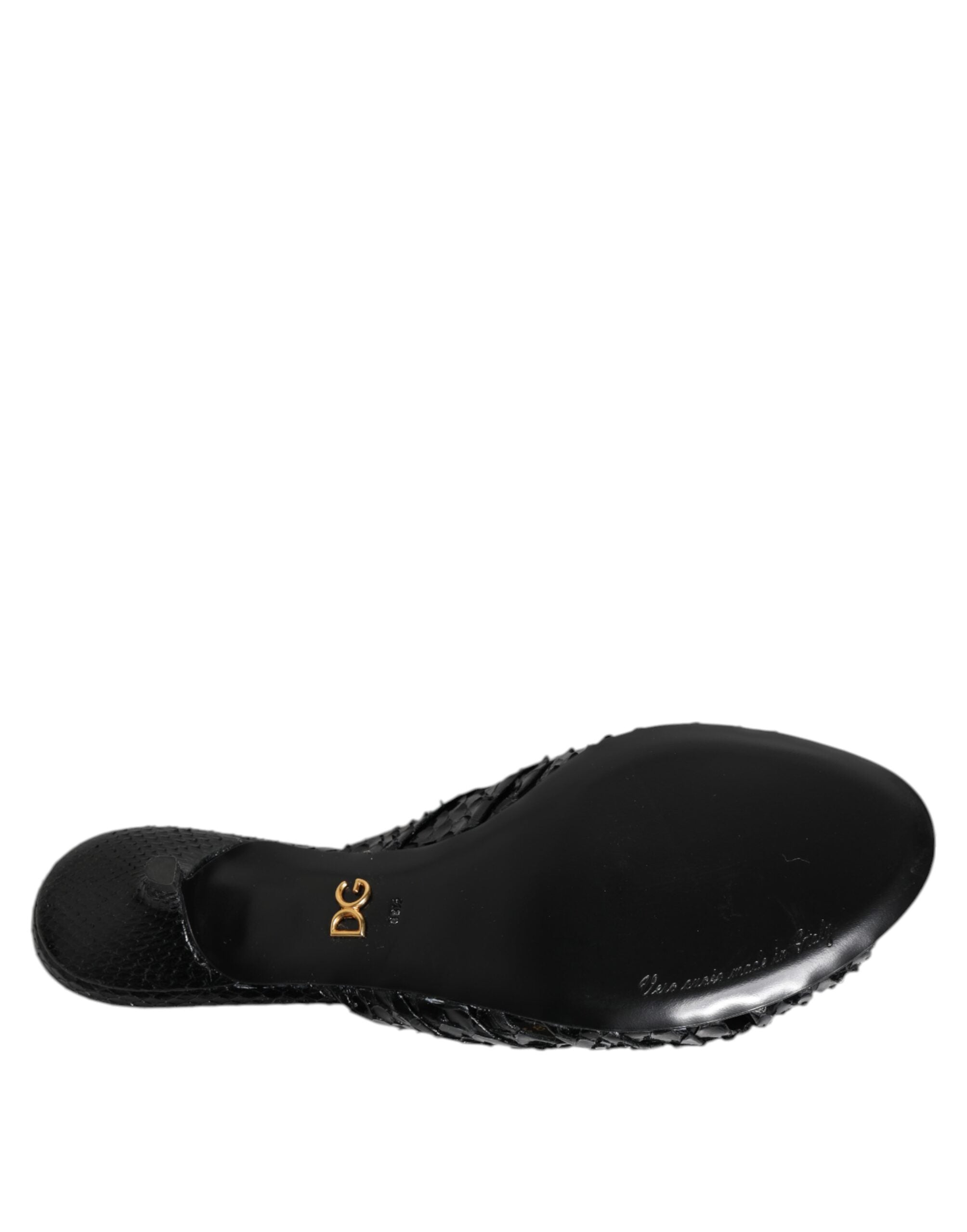 Dolce & Gabbana Black Leather Heels Slides Sandals Shoes Dolce & Gabbana