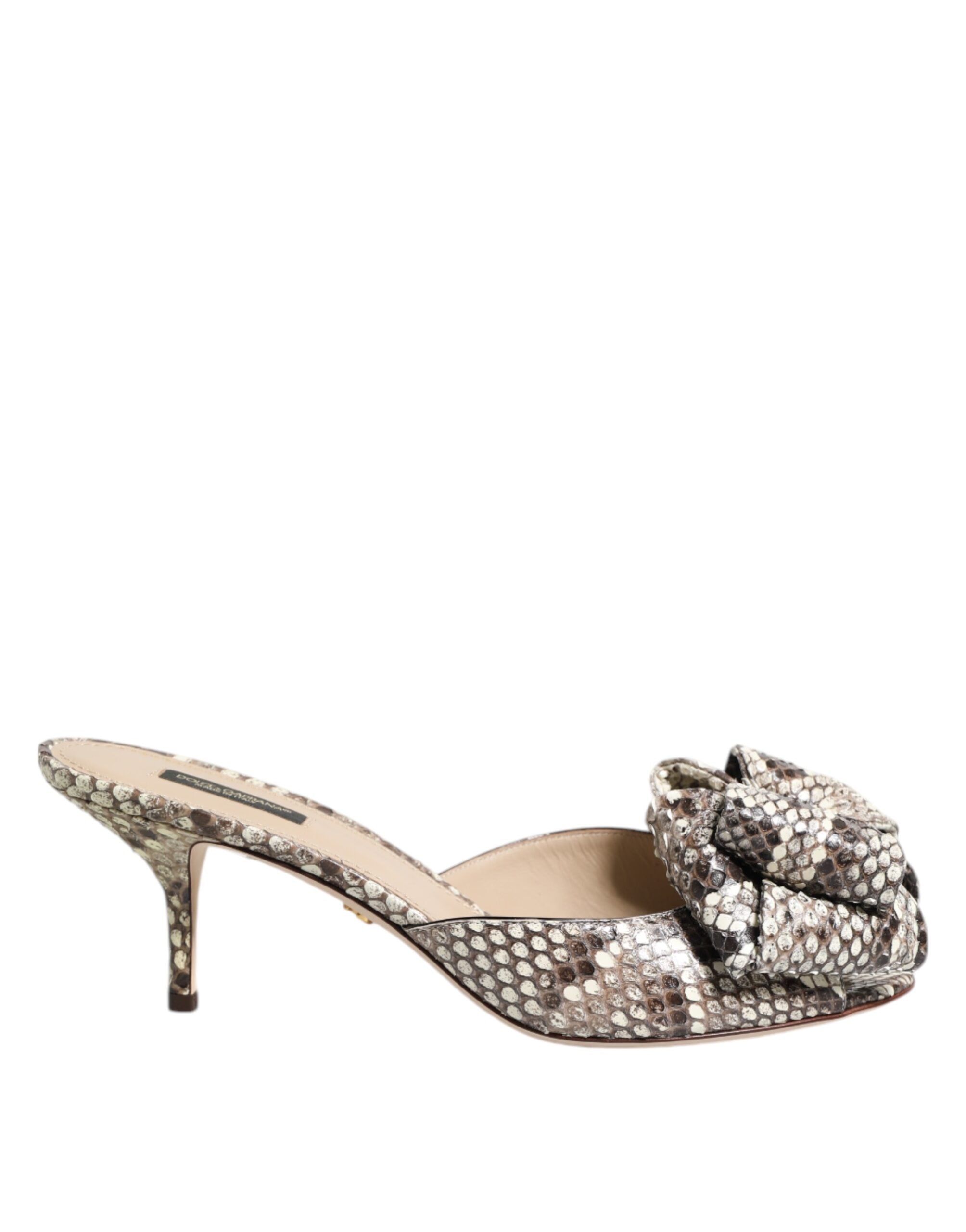 Dolce & Gabbana Multicolor Keira Bow Leather Peep Toe Mules Shoes Dolce & Gabbana