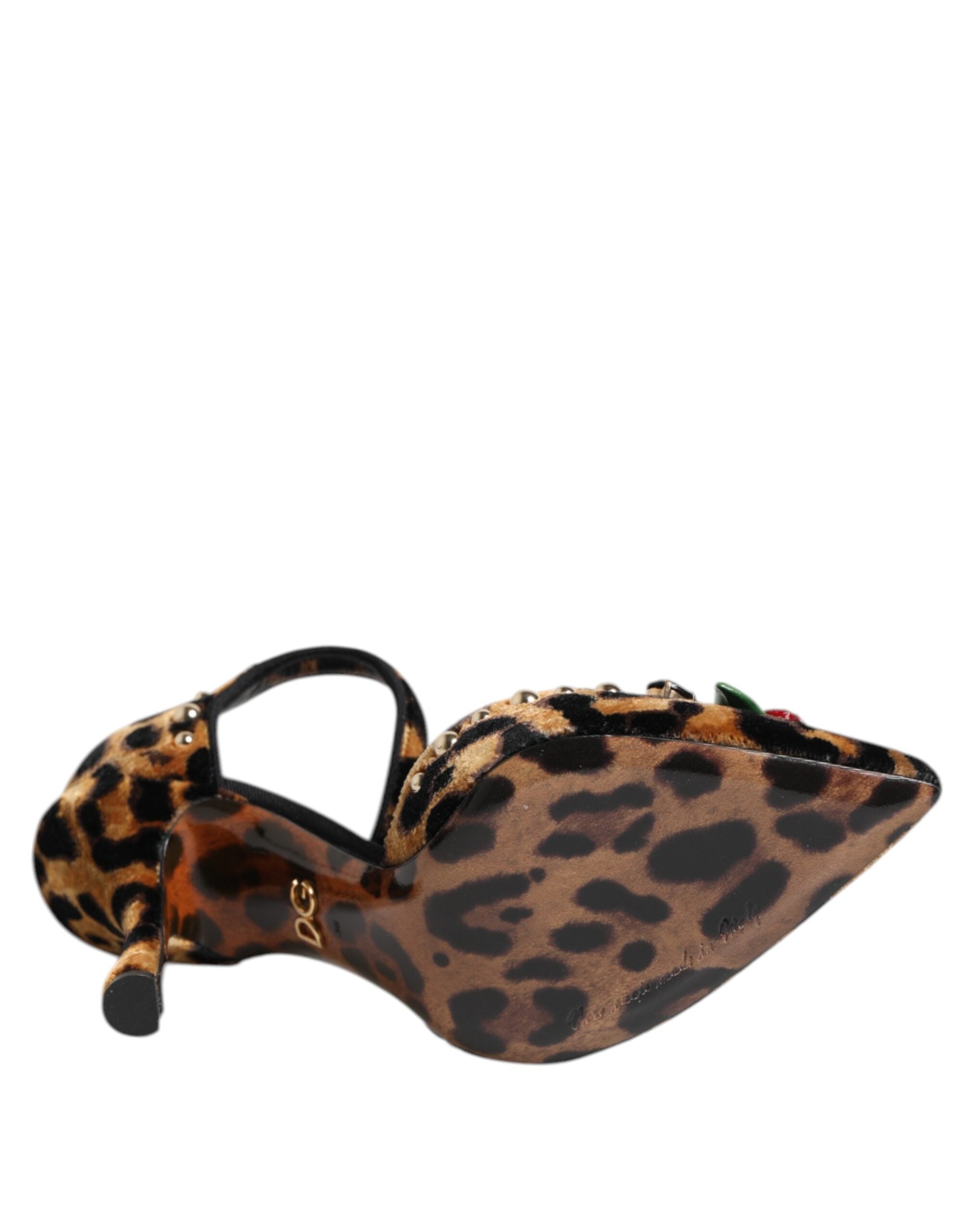 Dolce & Gabbana Brown Leopard Crystal Roses Pumps Shoes Dolce & Gabbana