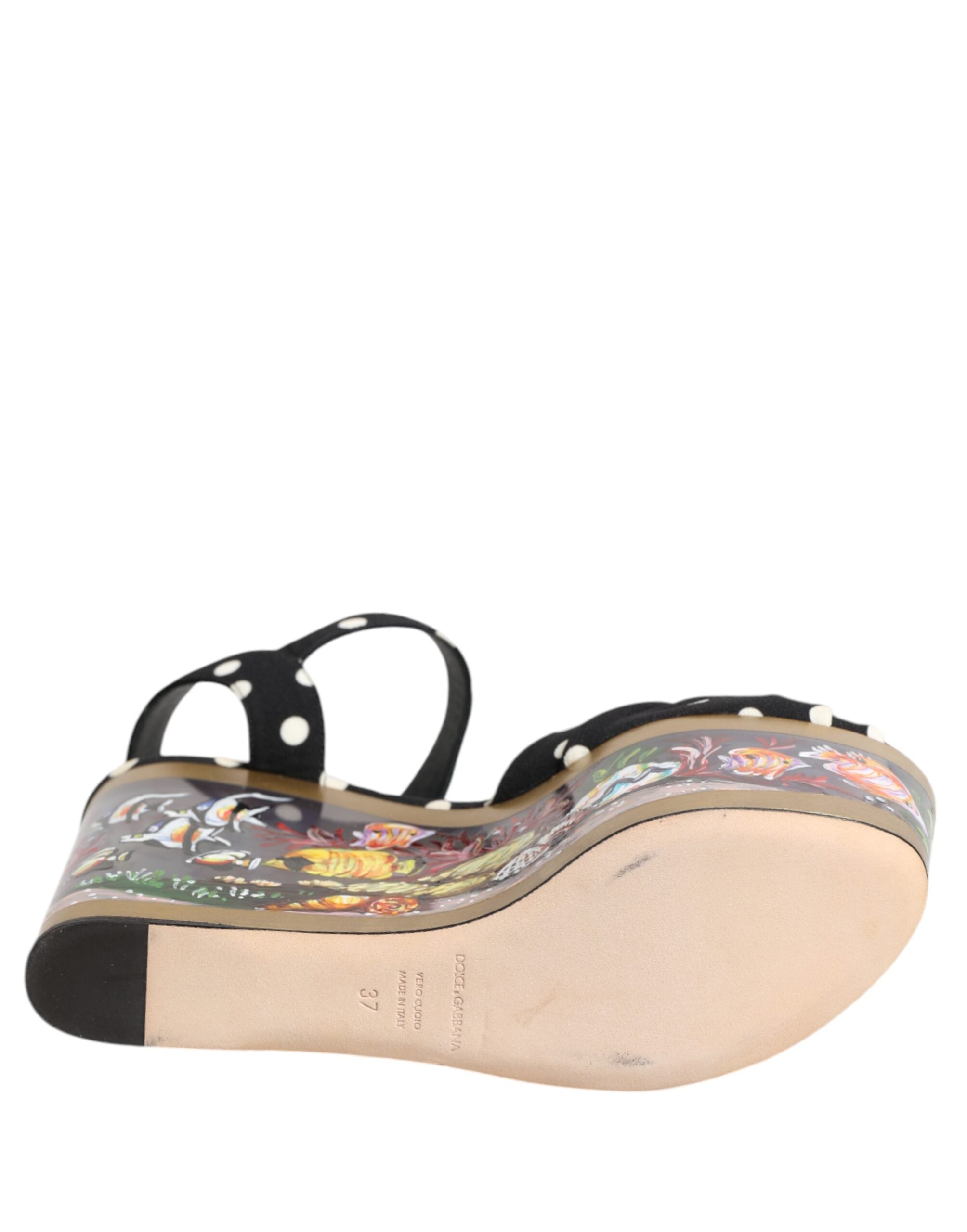 Dolce & Gabbana Multicolor Fish Polka Dot Wedge Sandals Shoes Dolce & Gabbana