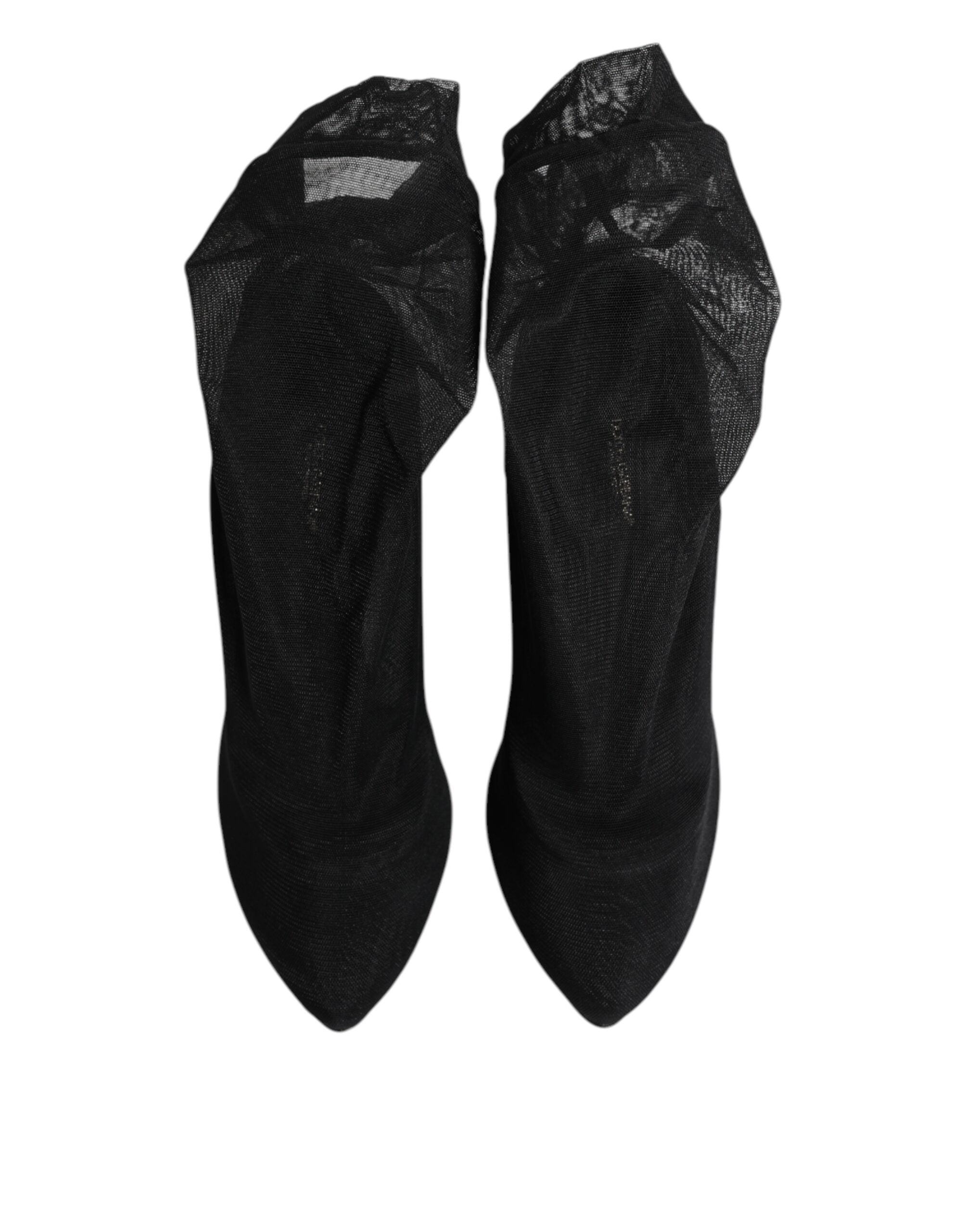 Dolce & Gabbana Black Silk Stretch Mesh Sock Boots Shoes Dolce & Gabbana