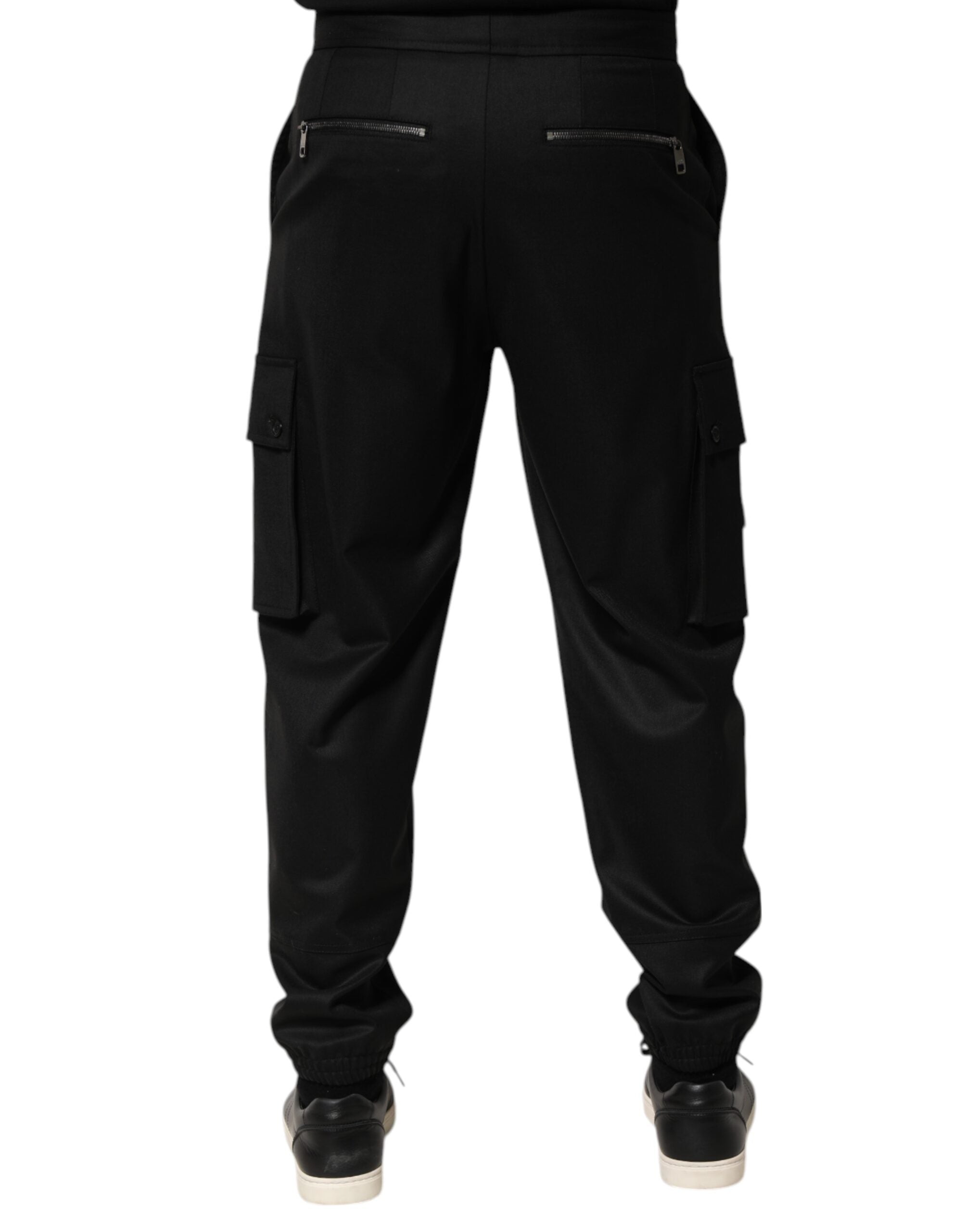 Dolce & Gabbana Solid Black Cargo Jogger Men Sweatpants Pants Dolce & Gabbana