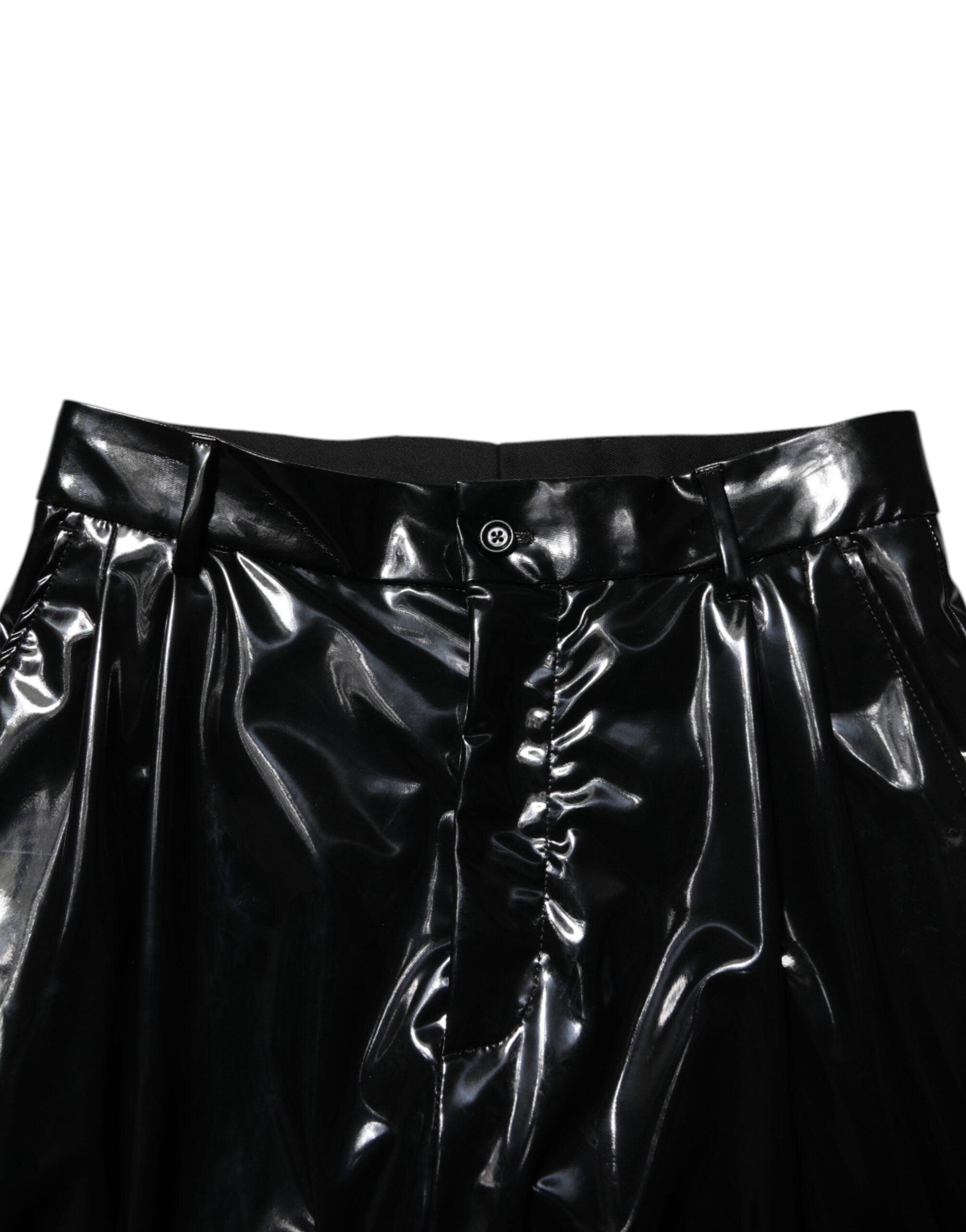 Dolce & Gabbana Black Polyester Mid Waist Men Trouser Pants Dolce & Gabbana