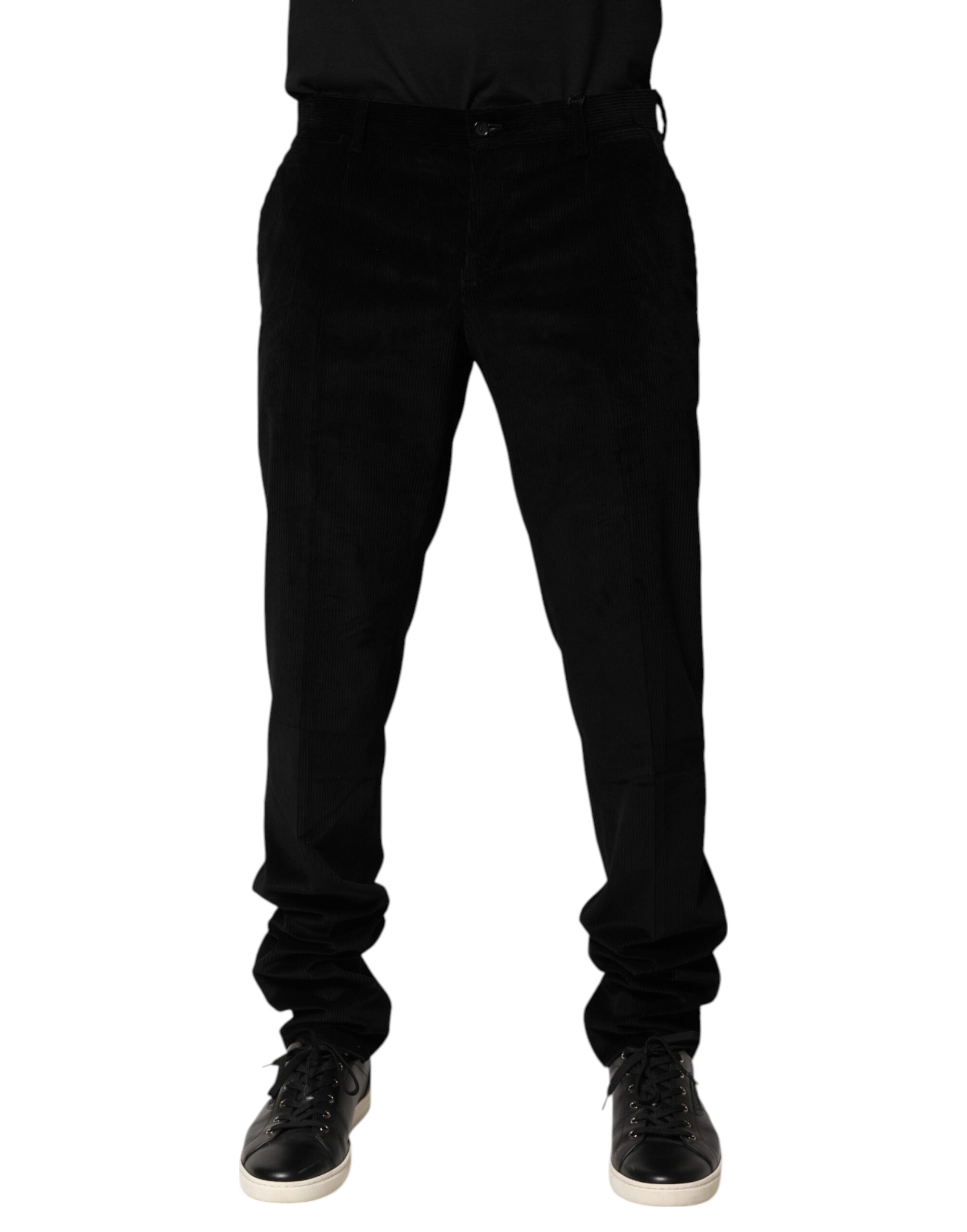 Dolce & Gabbana Black Cotton Men Dress Formal Trouser Pants Dolce & Gabbana