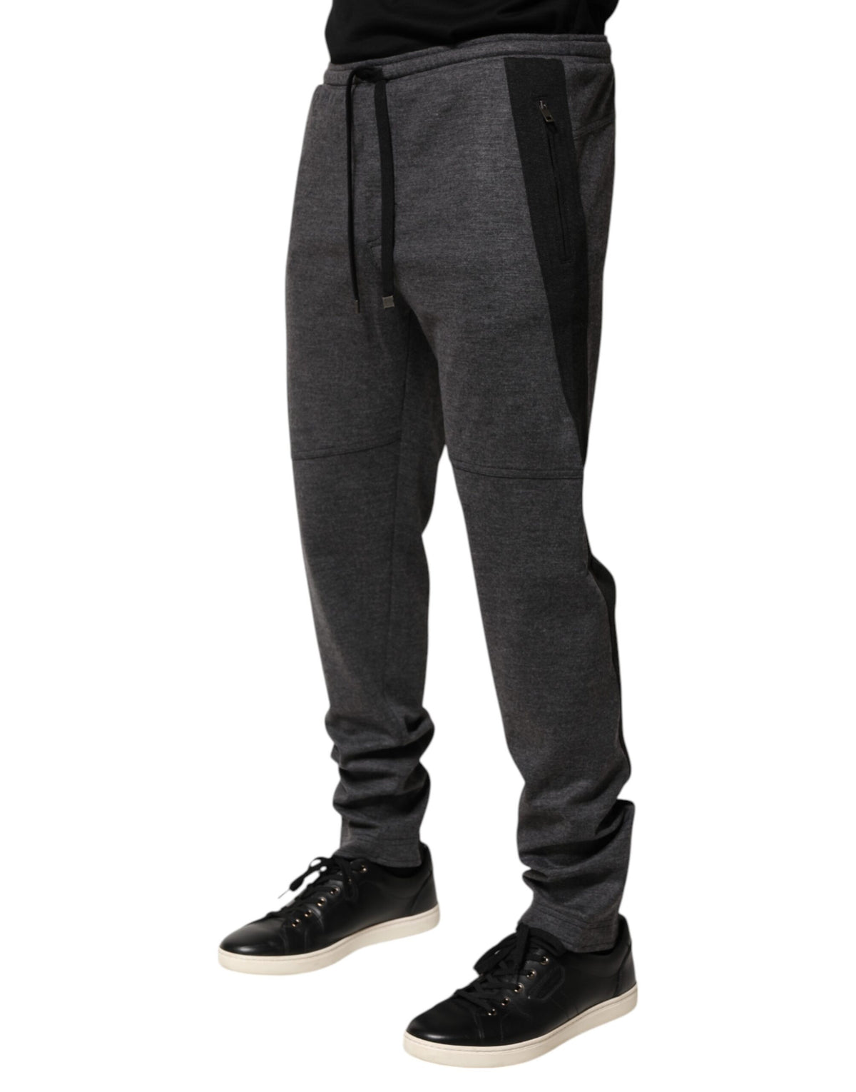 Dolce & Gabbana Gray Black Wool Blend Jogger Sweatpants Pants