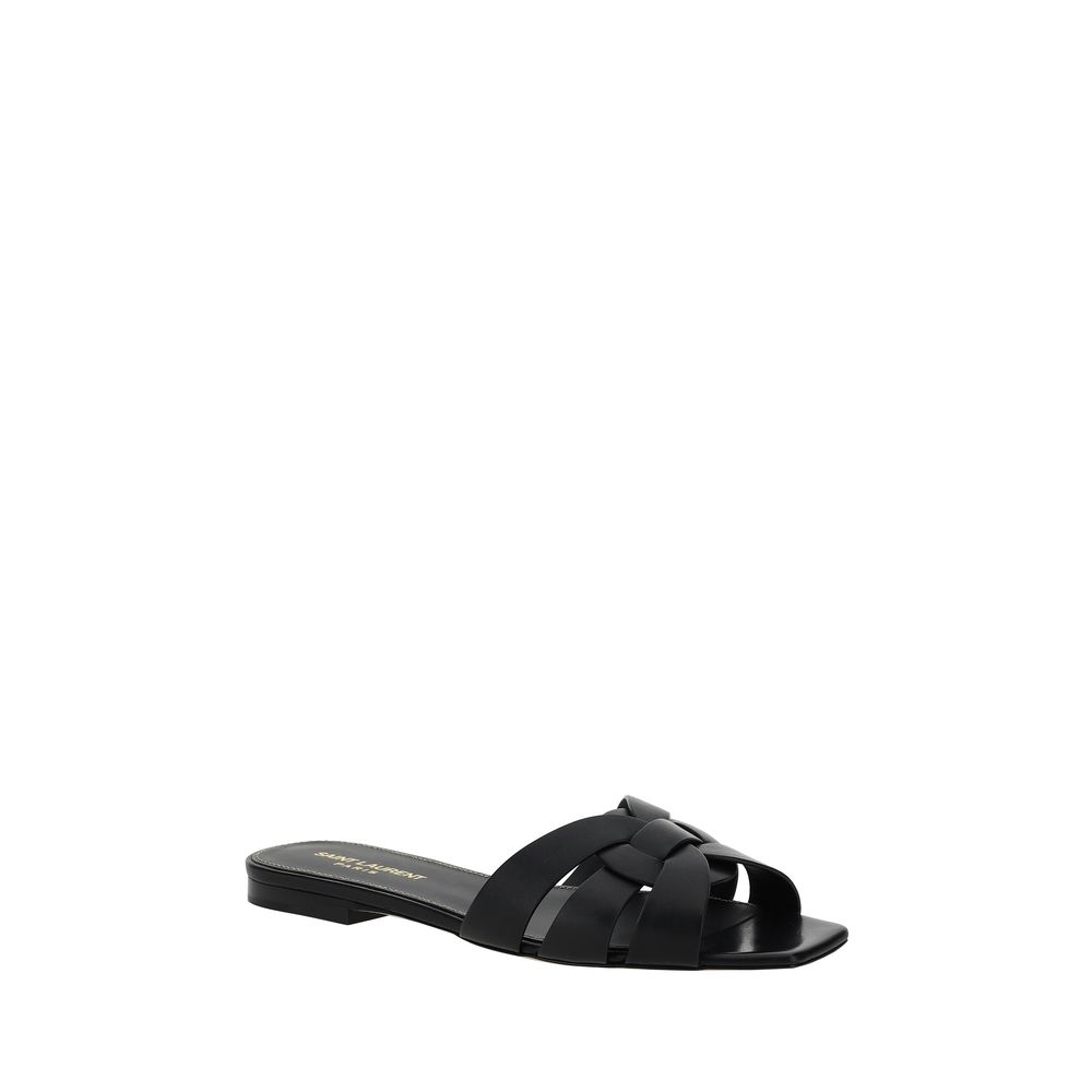 Saint Laurent Black Calf Leather Bos Taurus Strap-On Sandals Saint Laurent