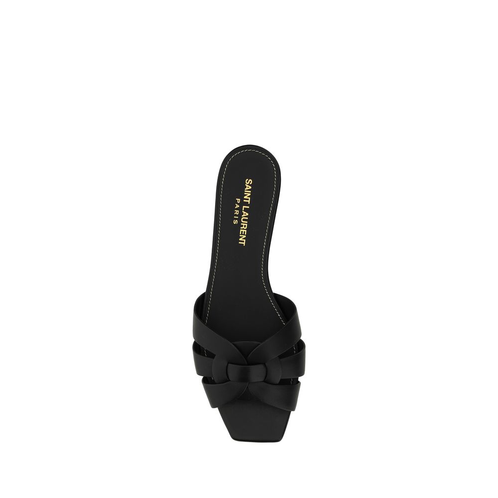 Saint Laurent Black Calf Leather Bos Taurus Strap-On Sandals Saint Laurent
