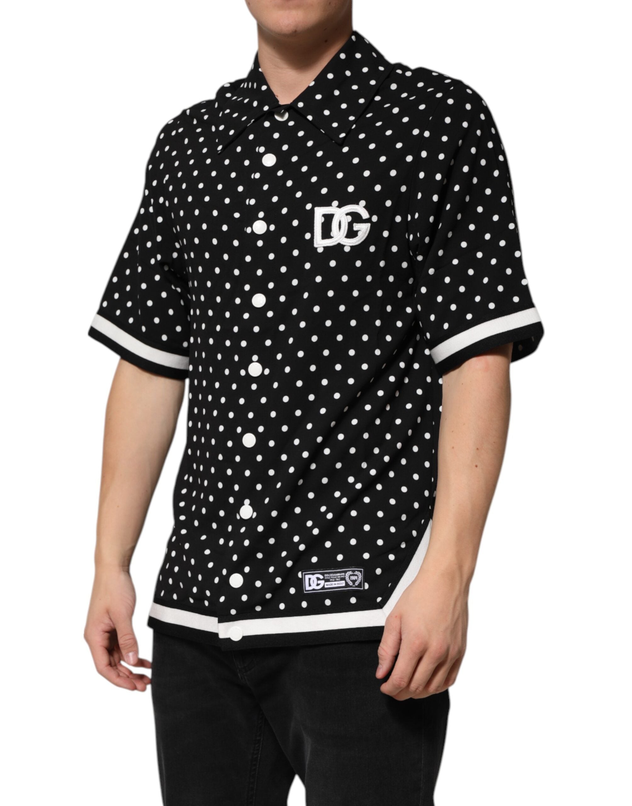 Dolce & Gabbana Black Polka Dot Short Sleeves Collared Polo T-shirt Dolce & Gabbana