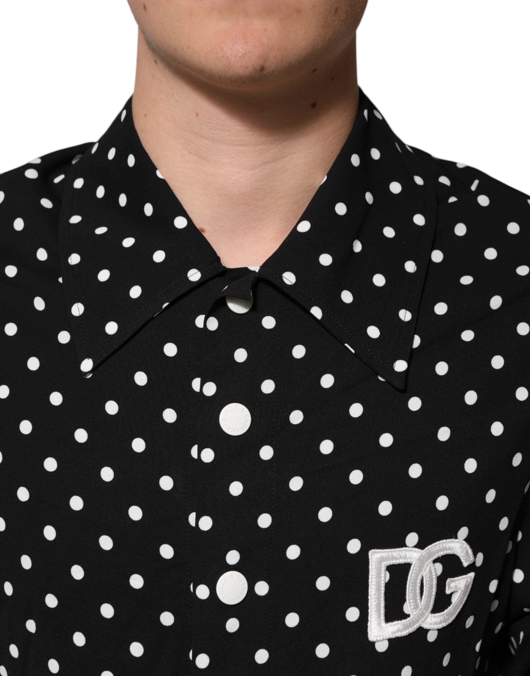 Dolce & Gabbana Black Polka Dot Short Sleeves Collared Polo T-shirt Dolce & Gabbana