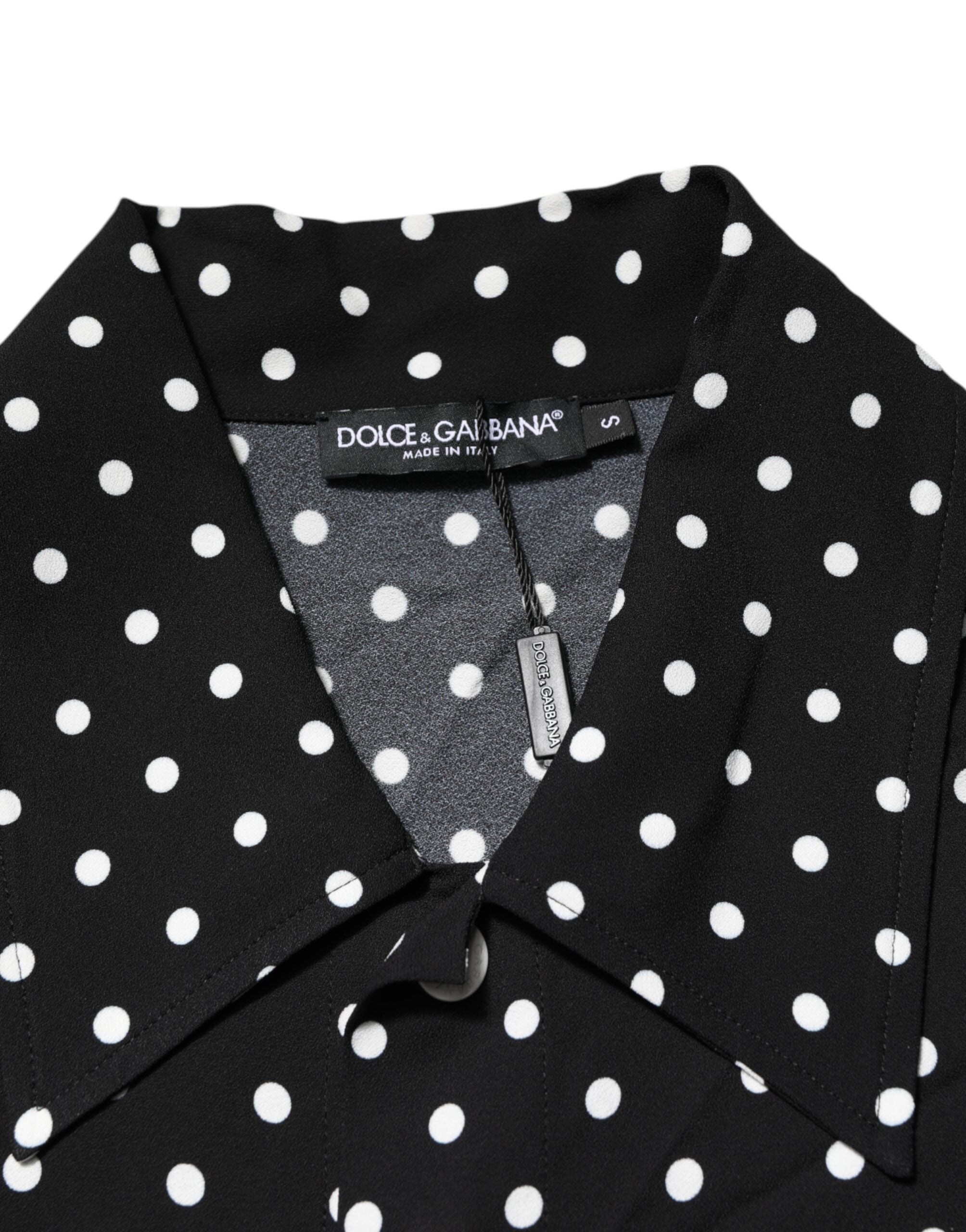 Dolce & Gabbana Black Polka Dot Short Sleeves Collared Polo T-shirt Dolce & Gabbana