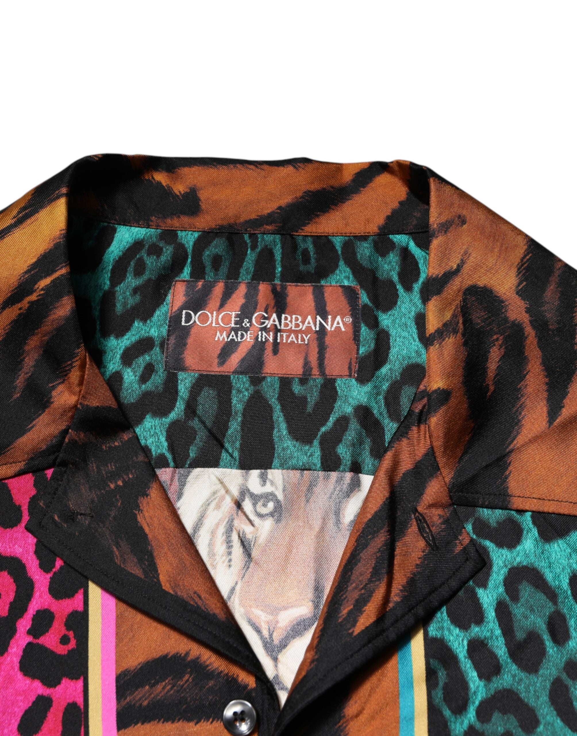 Dolce & Gabbana Multicolor Silk Tiger Print Hawaiian T-shirt Dolce & Gabbana